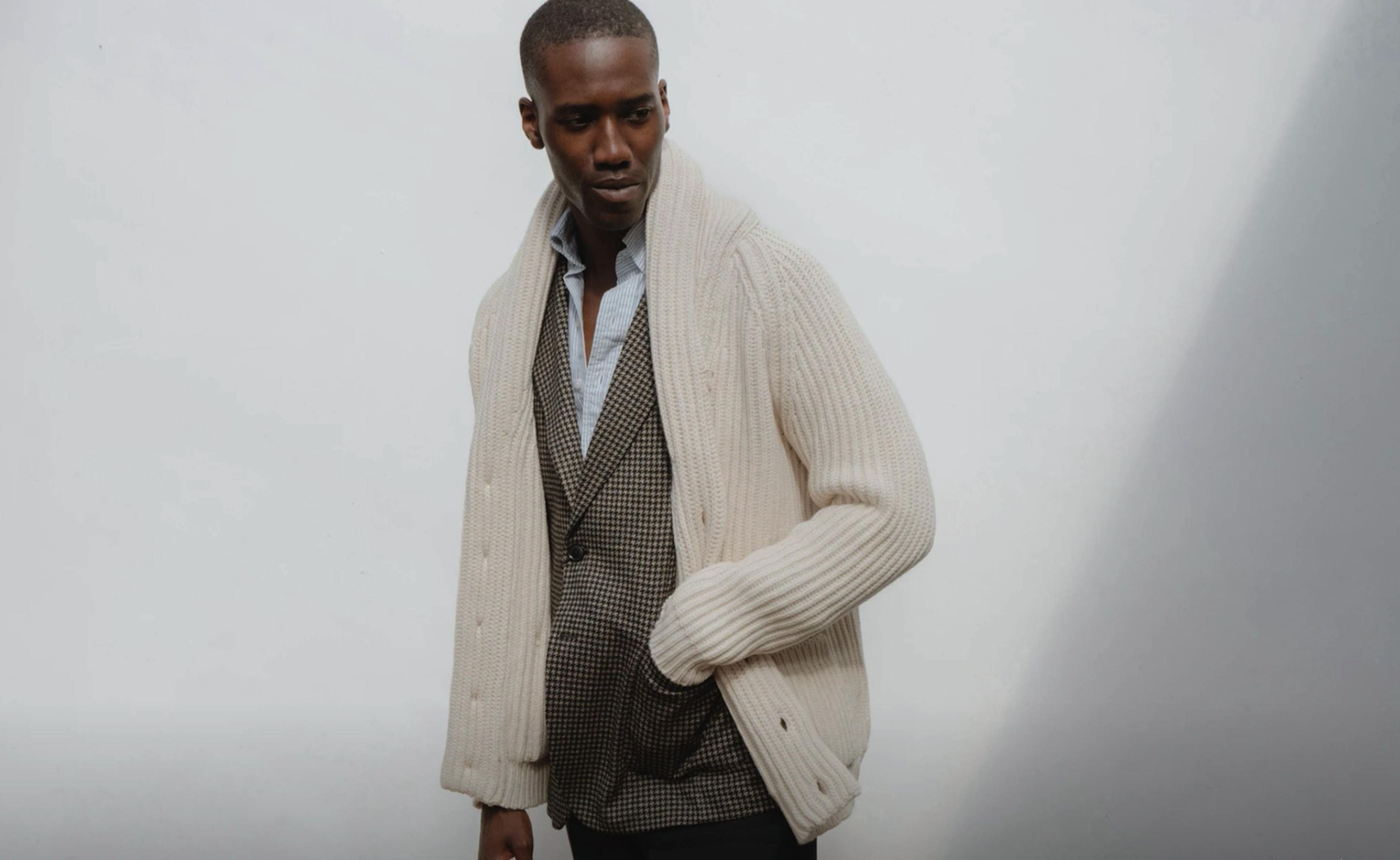 Cardigan épais Homme à Col Châle - Tricoté Décontracté, Viscose/polyester/nylon, Coupe Régulière, Lavable Machine