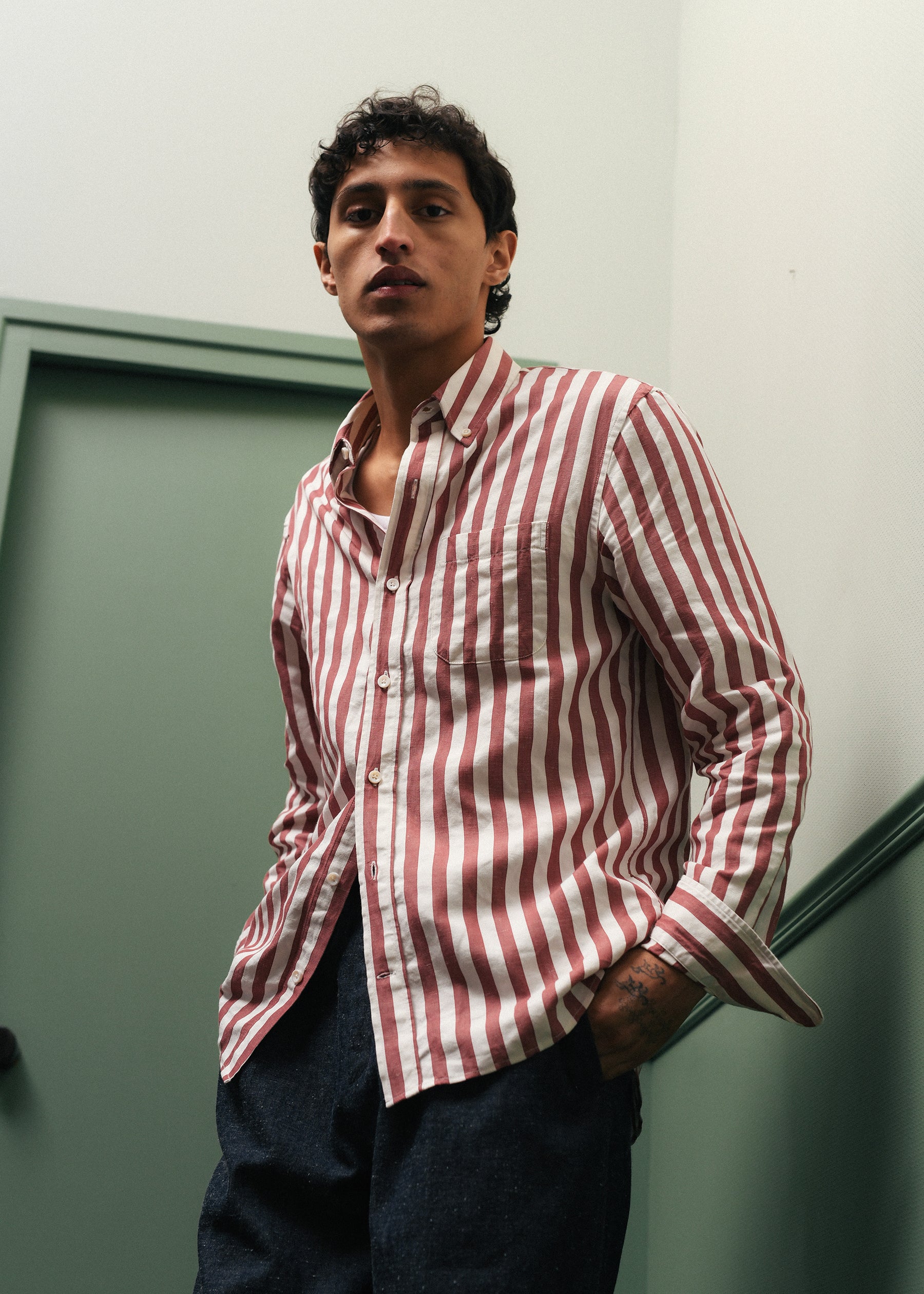 Chemise Calvi rouge et blanc