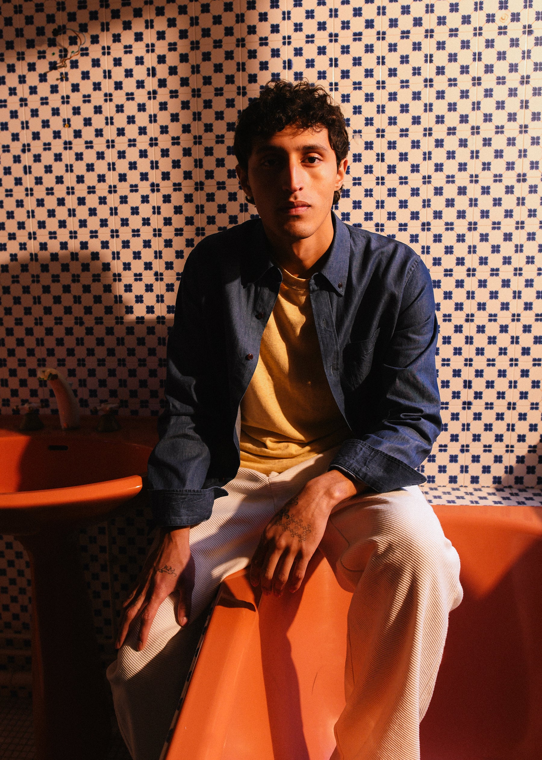 Calvi shirt in greencast denim