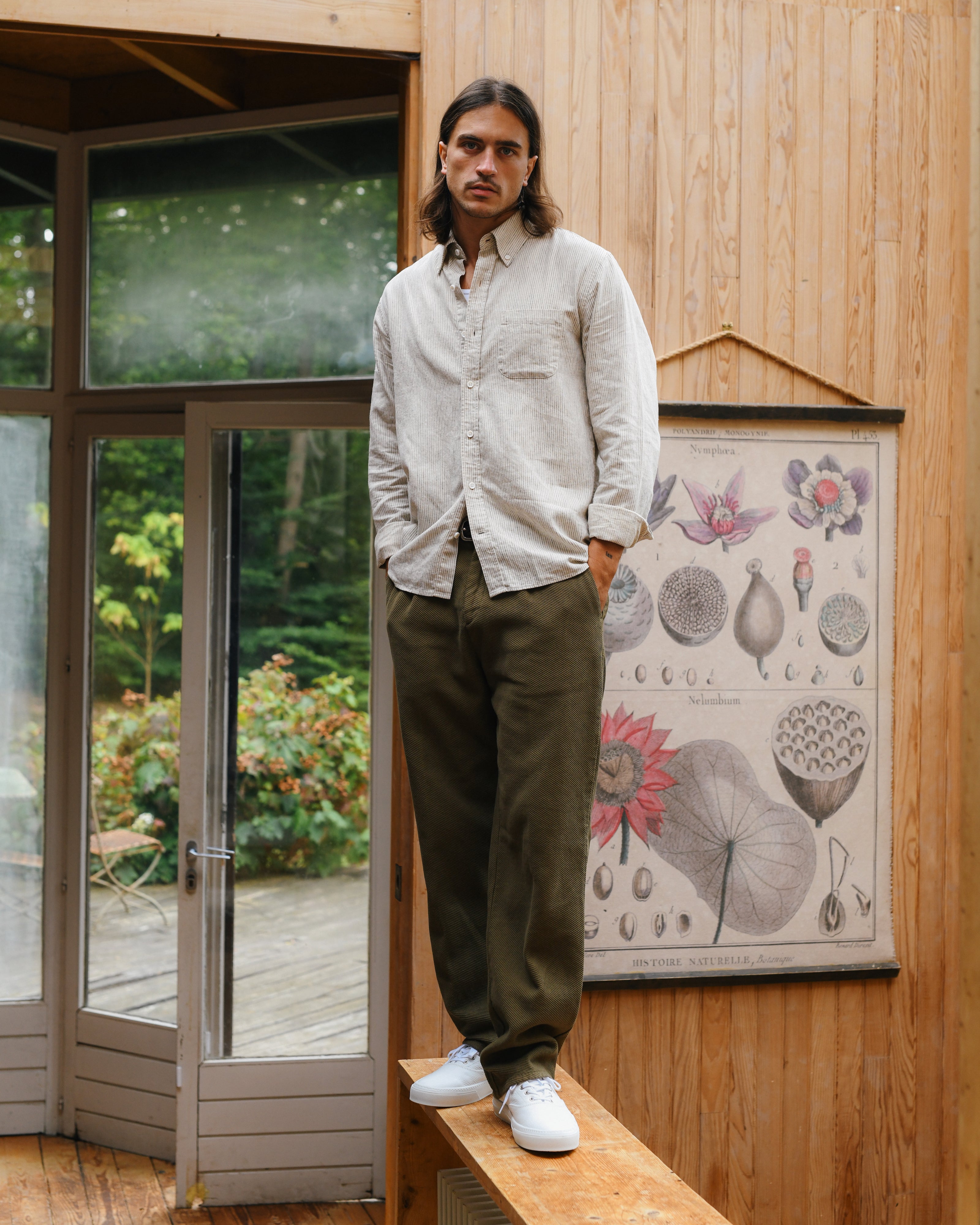 Calvi shirt in ecru stripes