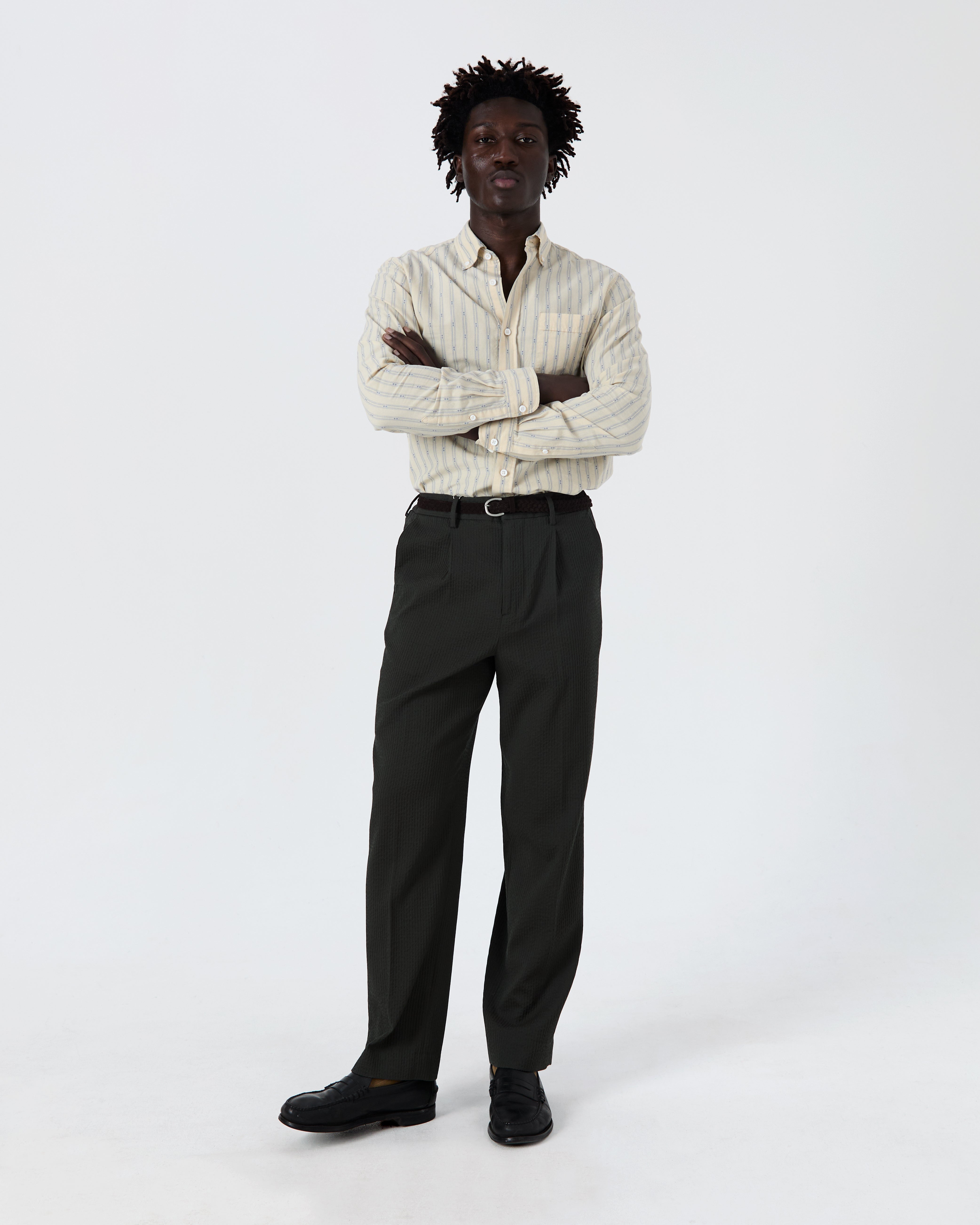 Calvi shirt in ecru and sky blue