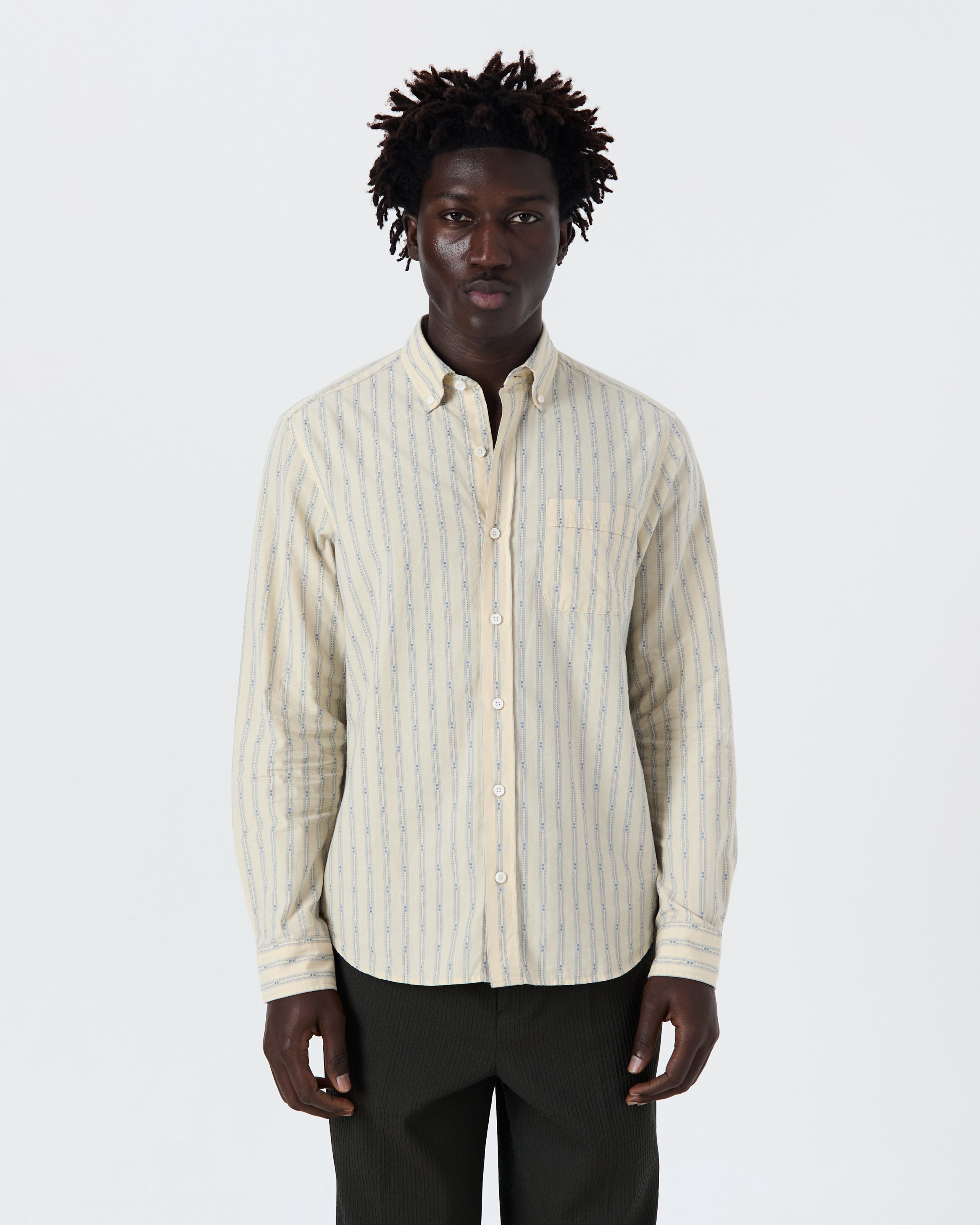 Calvi shirt in ecru and sky blue