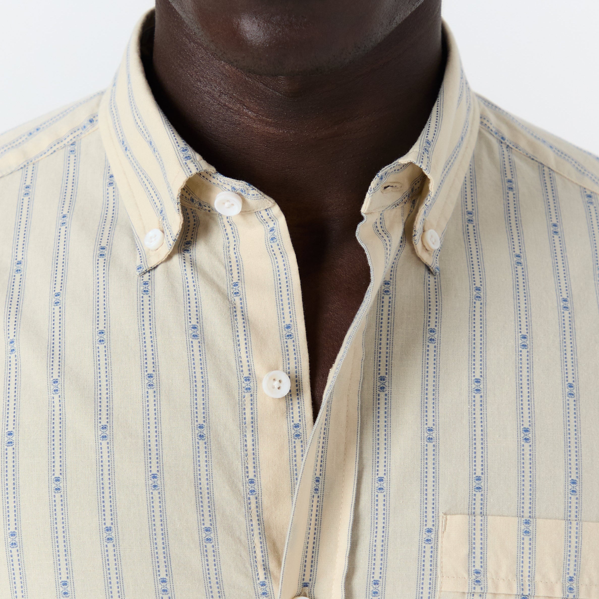 Calvi shirt in ecru and sky blue