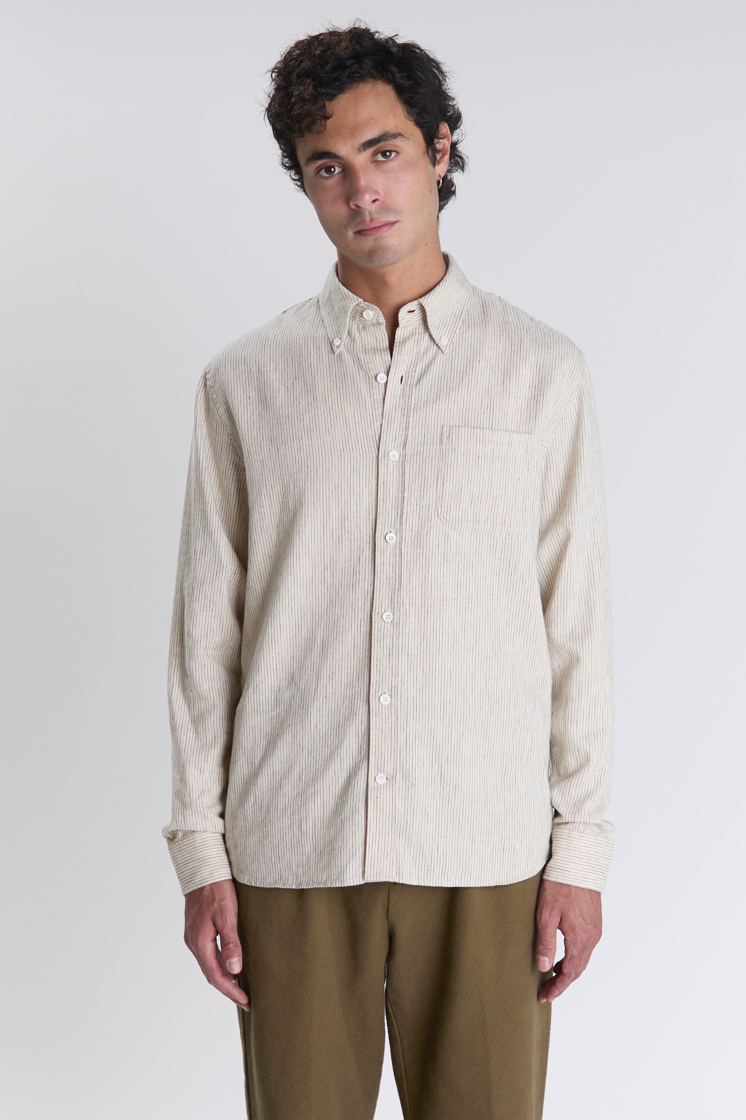 Calvi shirt in ecru stripes