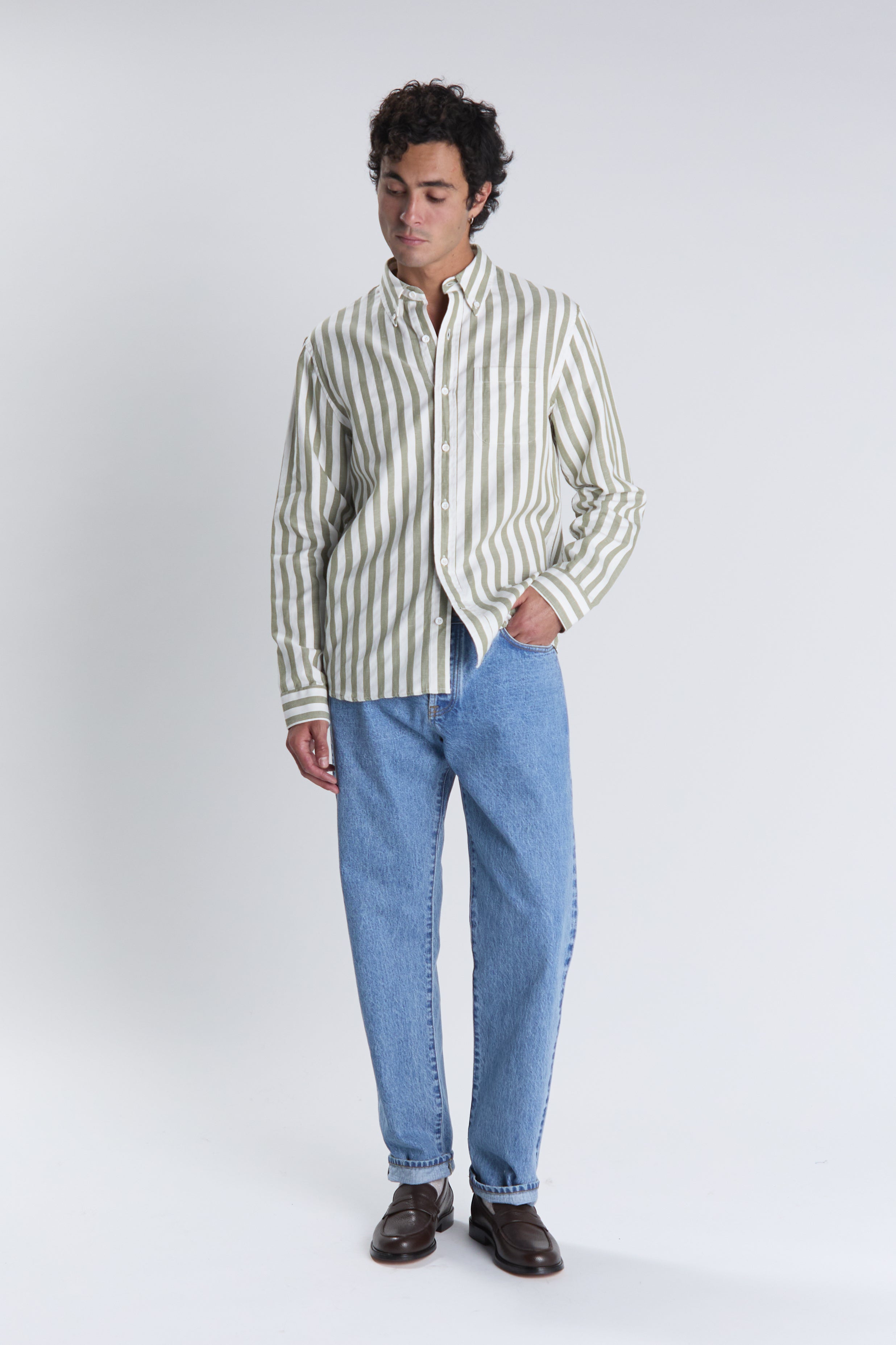 Calvi shirt in khaki and white