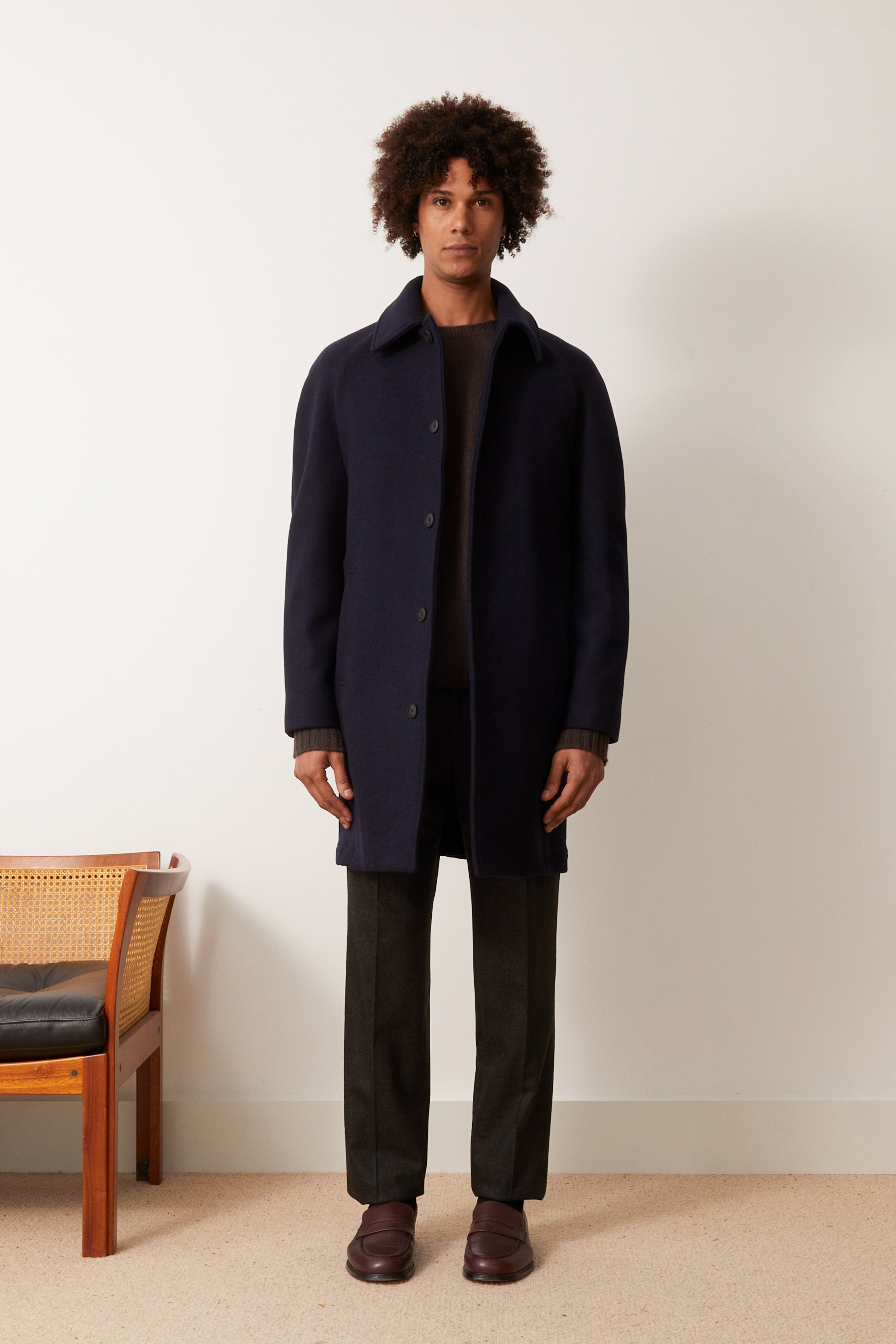 Manteau en drap de laine et cachemire recyclé italien pour homme