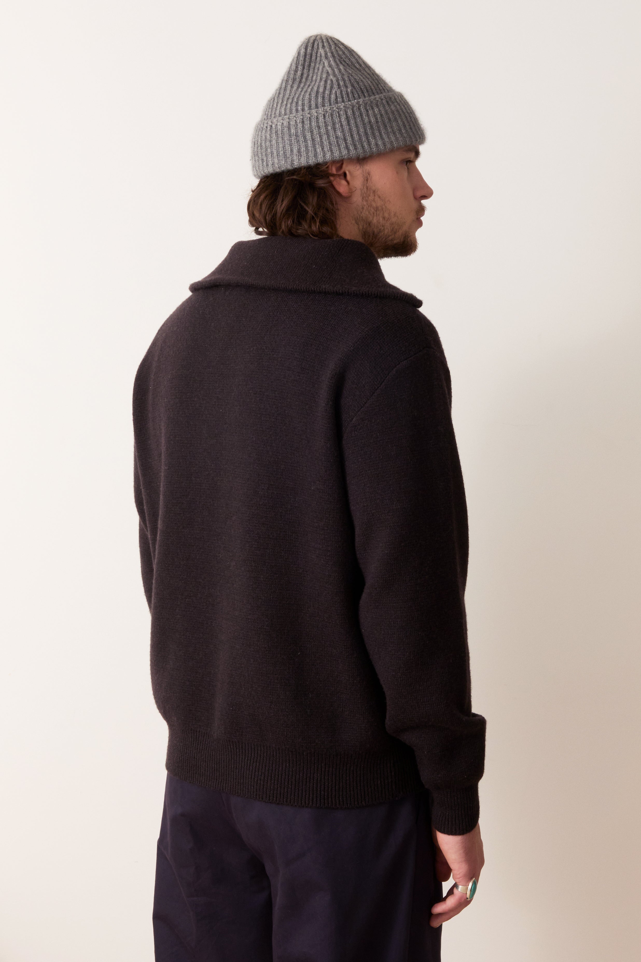 Matera Chocolate Half Zip Merino Wool Sweater