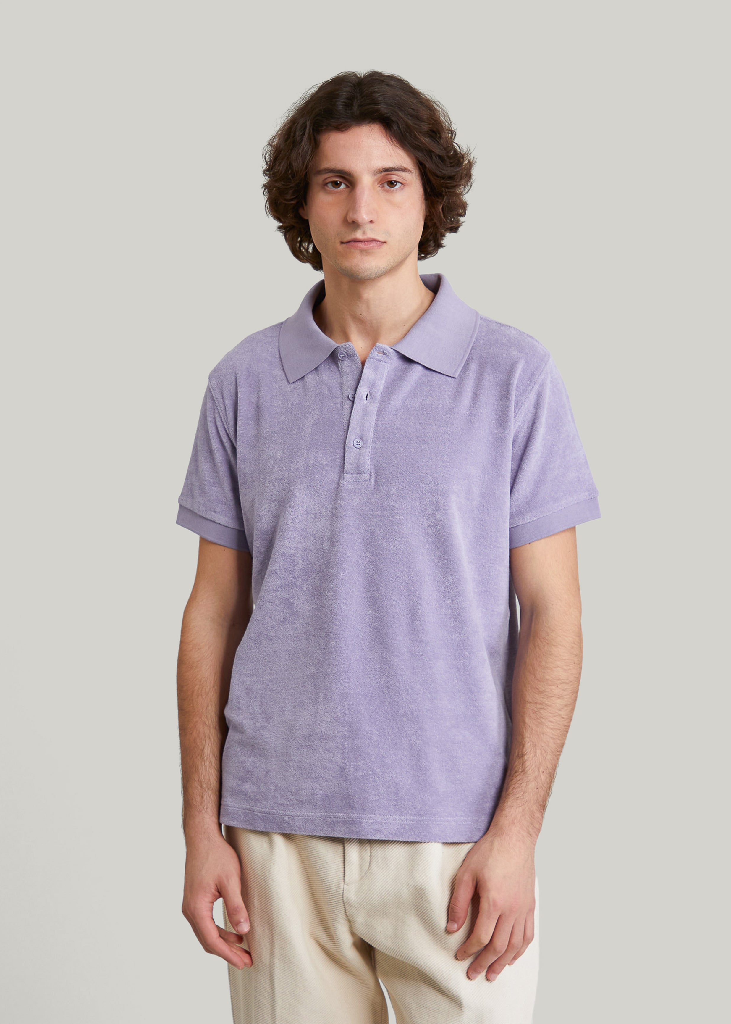 Auteuil lavender cotton terry polo shirt Bonnegueule