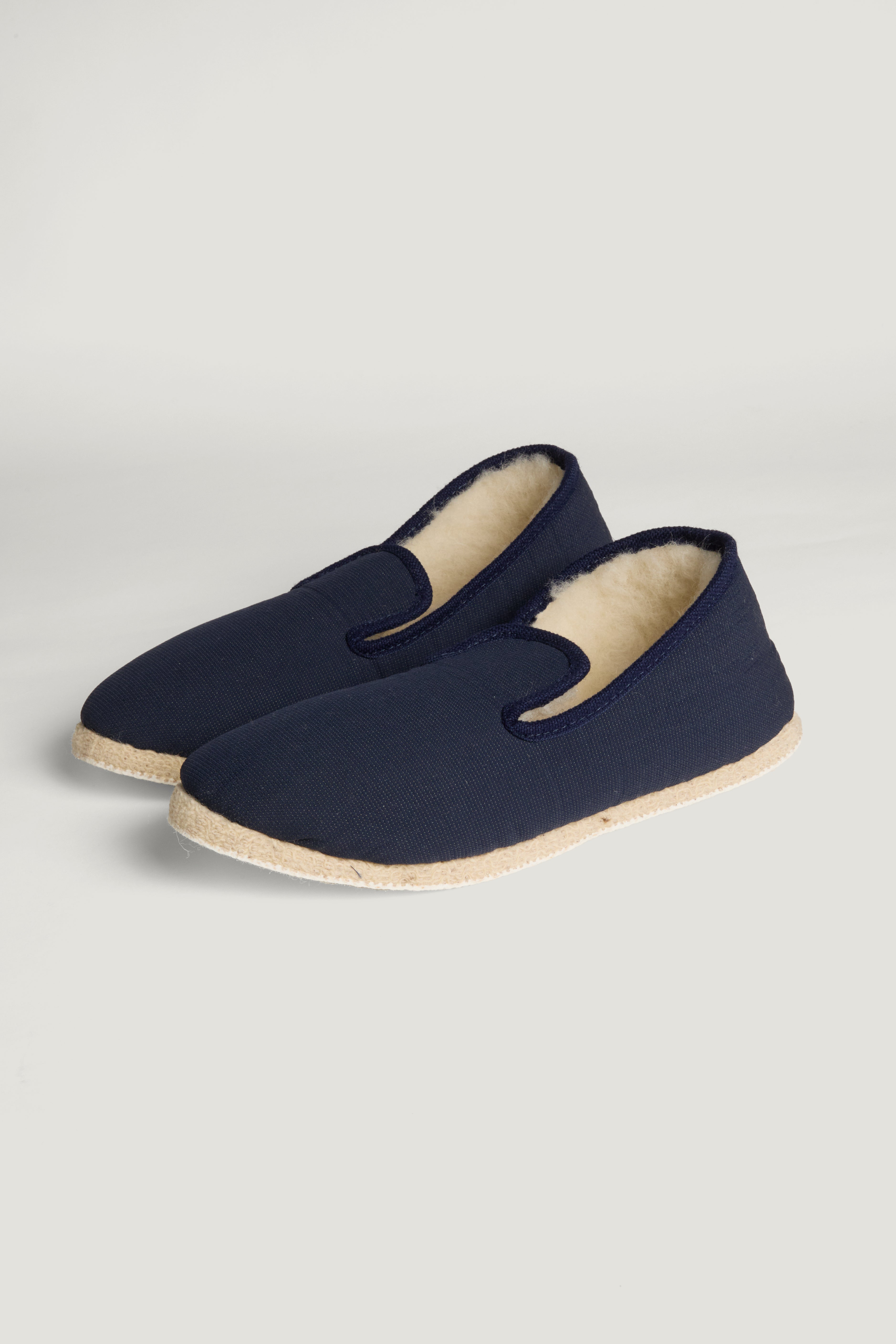 Anduze charentaise slippers in blue technical fabric and wool
