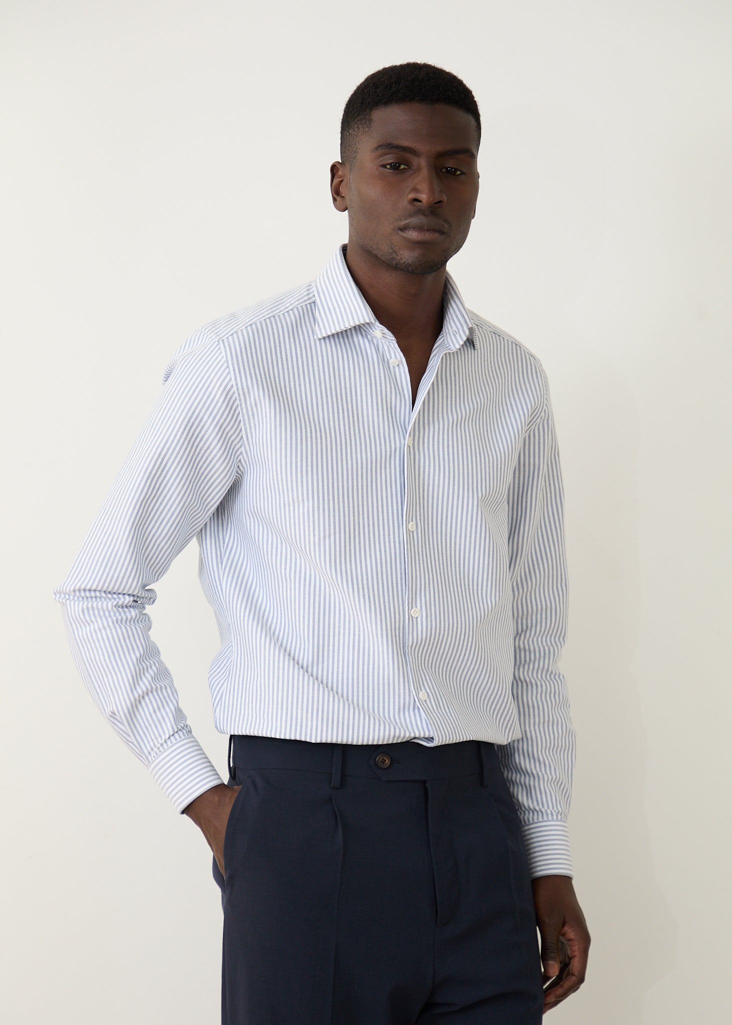 Volpaia shirt in white with blue stripes Bonnegueule