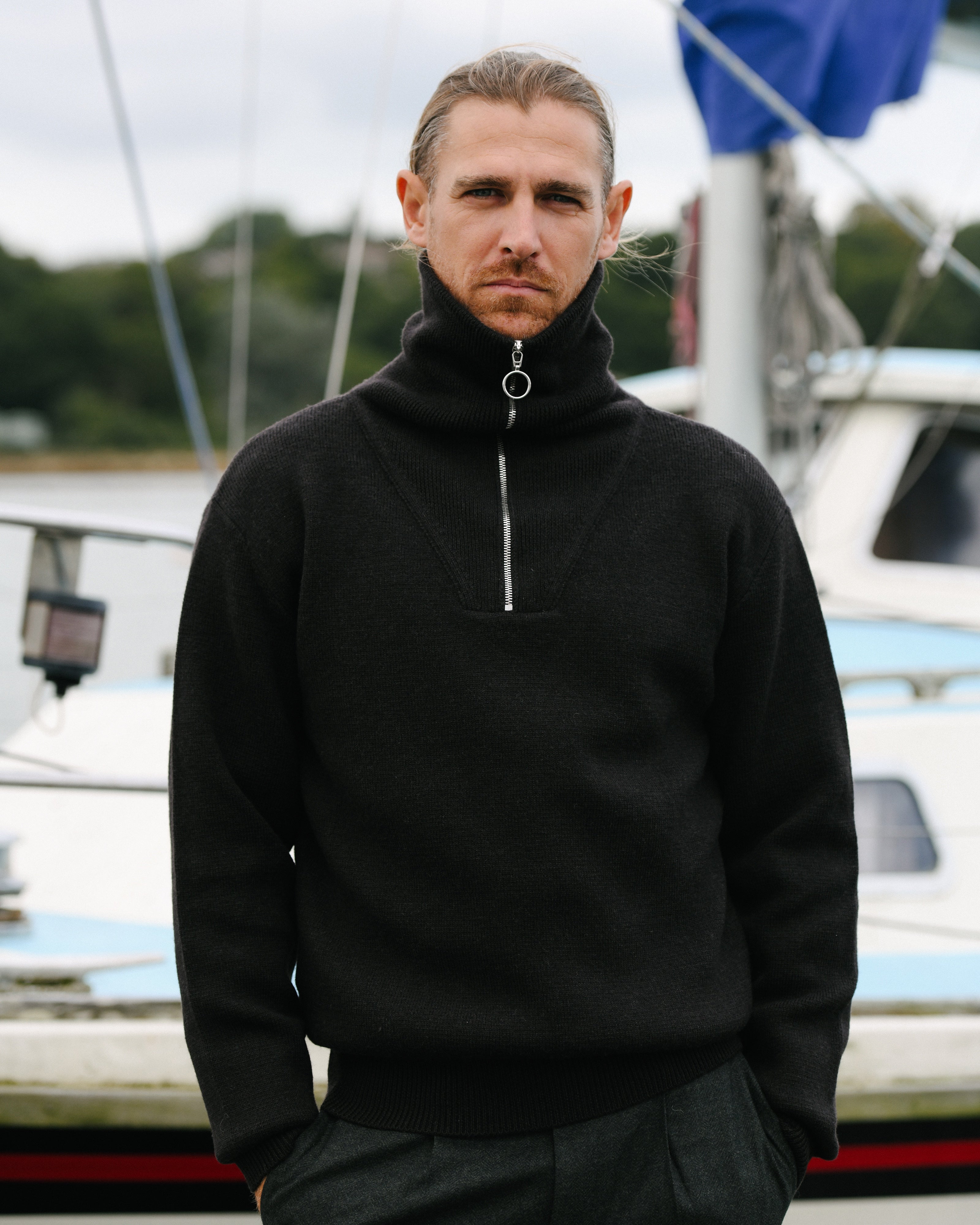 Matera Chocolate Half Zip Merino Wool Sweater