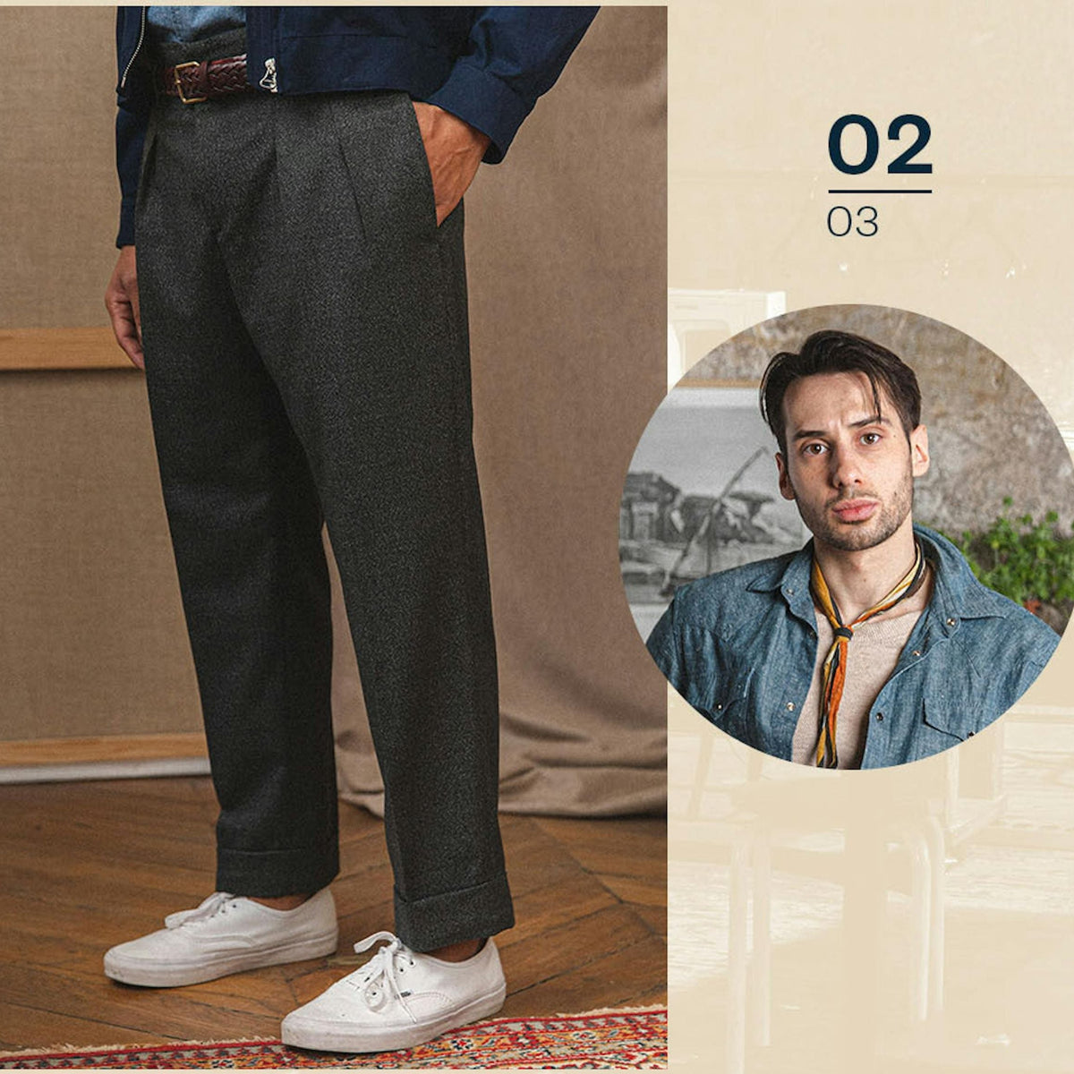Pantalon Ville Homme Gilles Mauren Moutarde - Taille 48, Pinces Et Revers, Occasion Très Bon état