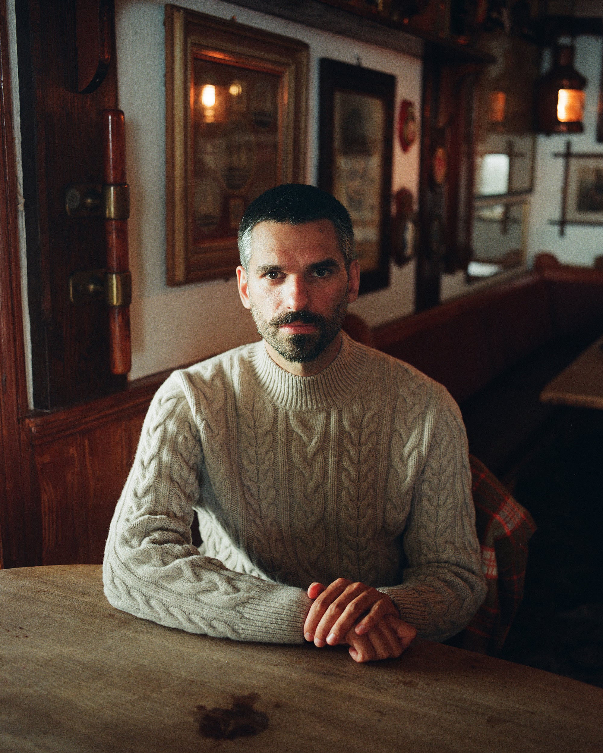 Molene Aran Sweater in Italian beige merino wool - Bonnegueule