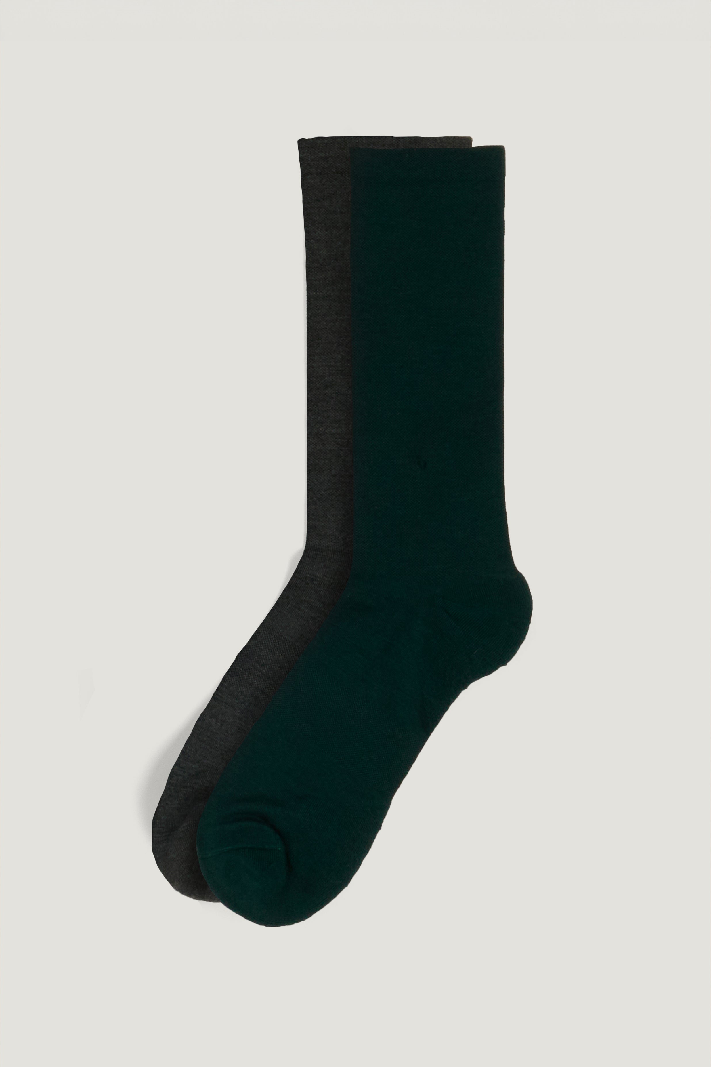 Felix socks pack in charcoal and forest green
