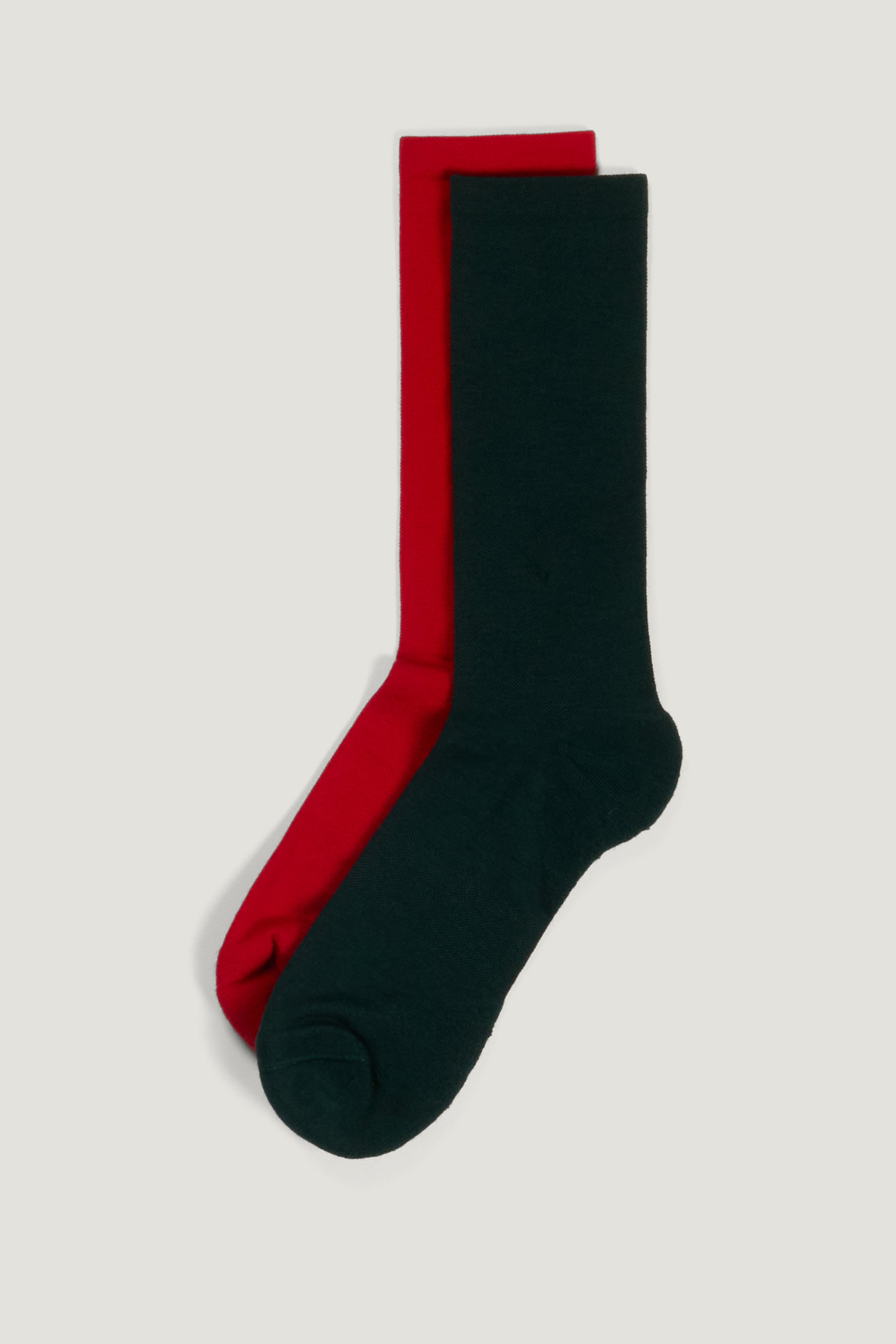 Duo chaussettes Felix rouge et vert-sapin