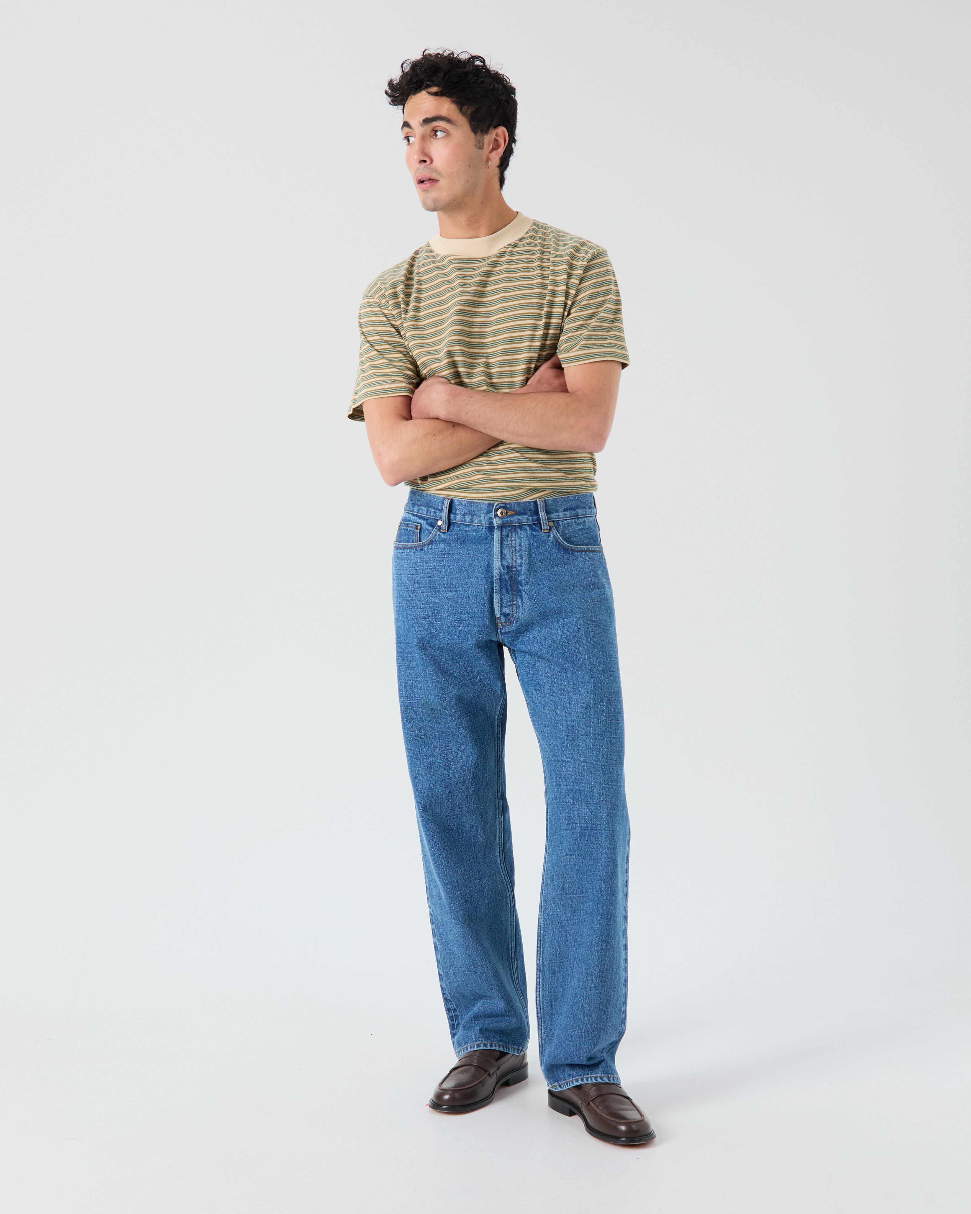 Oregon t-shirt in striped khaki