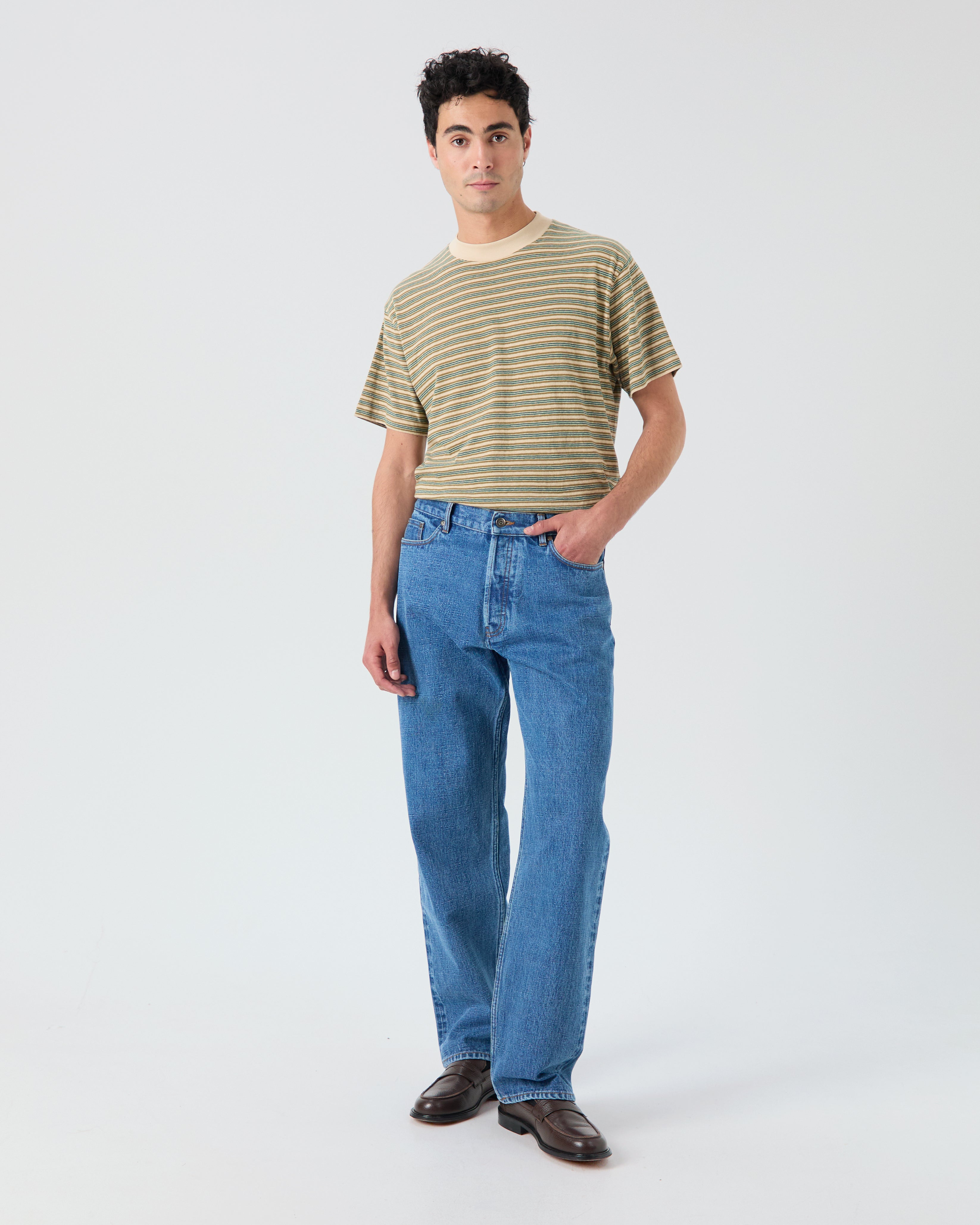 Oregon t-shirt in striped khaki