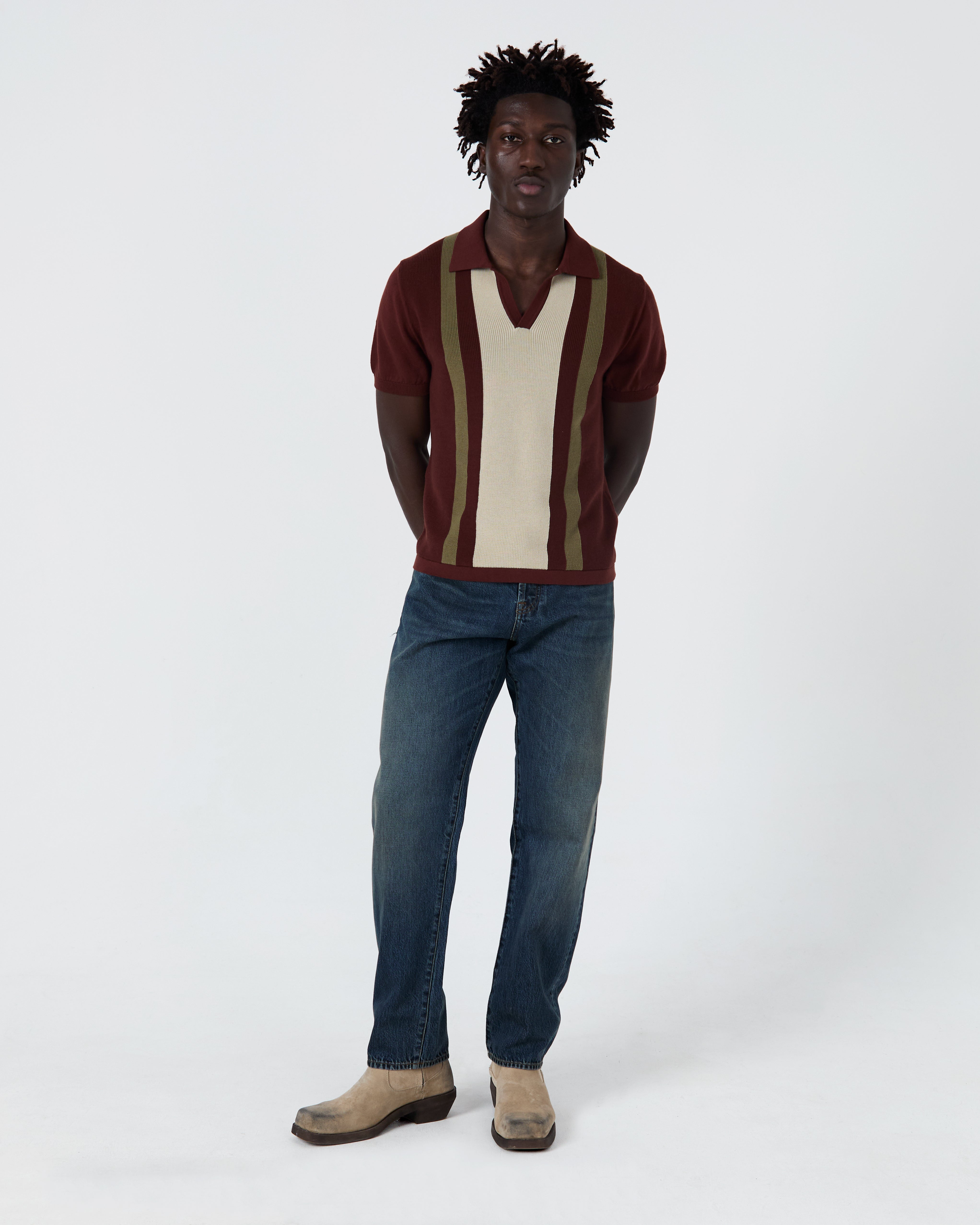 Numana polo in terracotta stripes