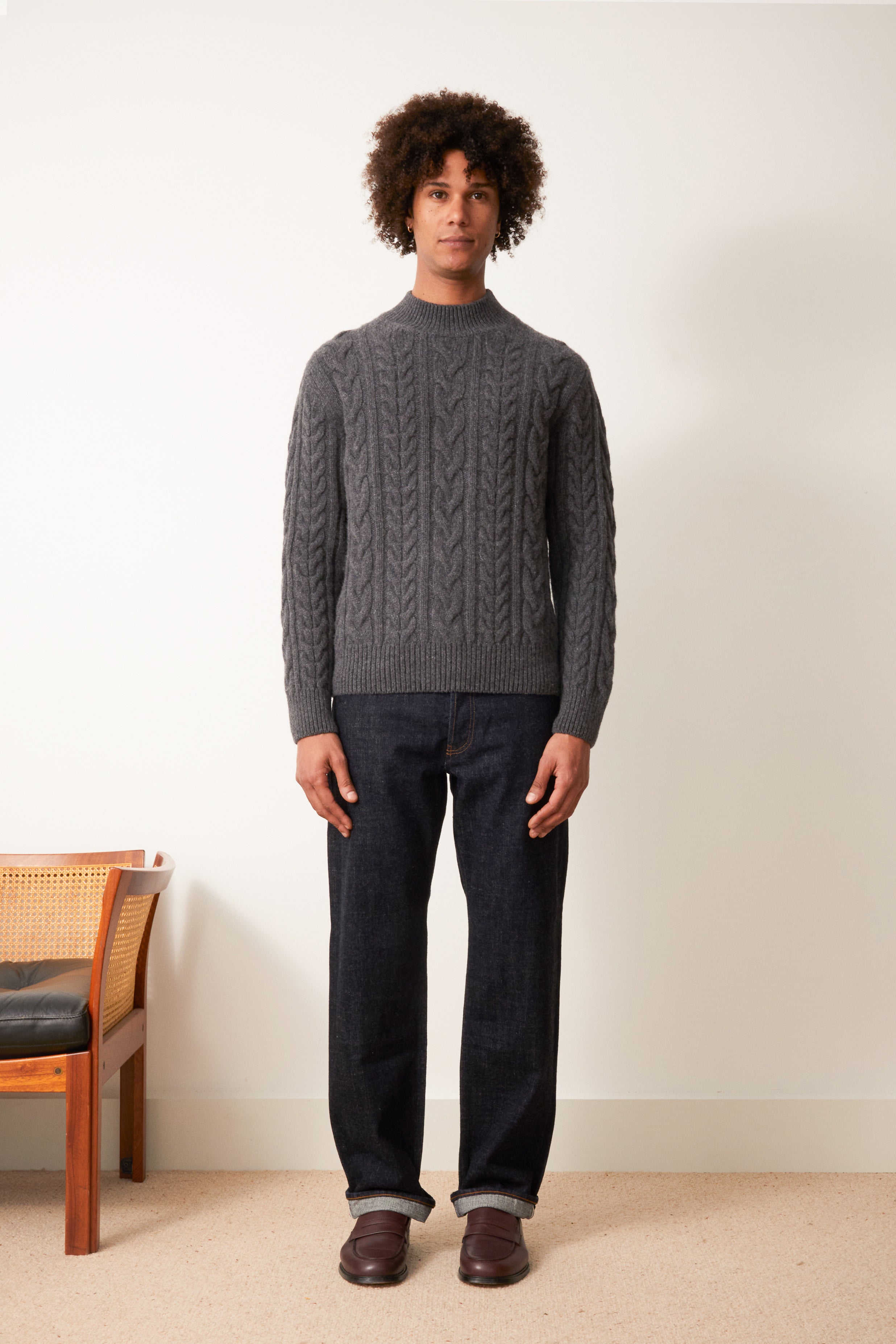 Pull 100% Laine D'Aran - Torsadé Grège, Fabriqué En Irlande, Style Pêcheur