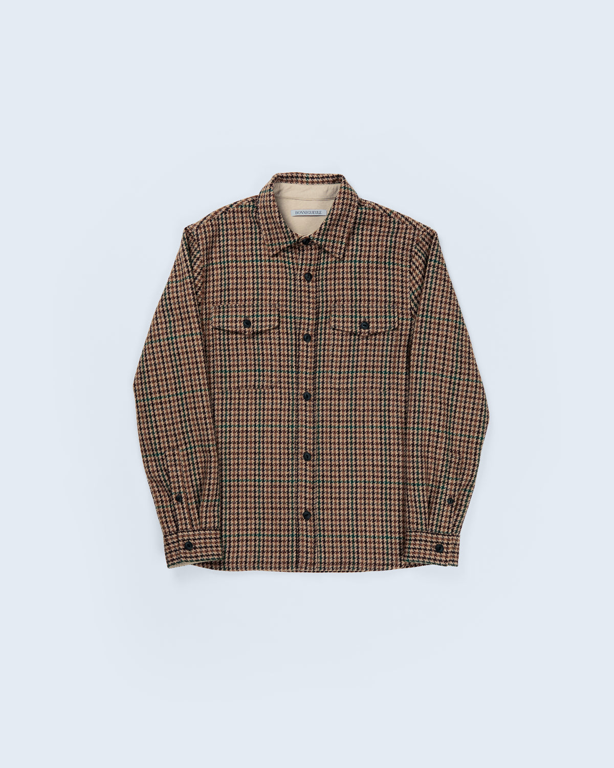 Milo overshirt in brown houndstooth
