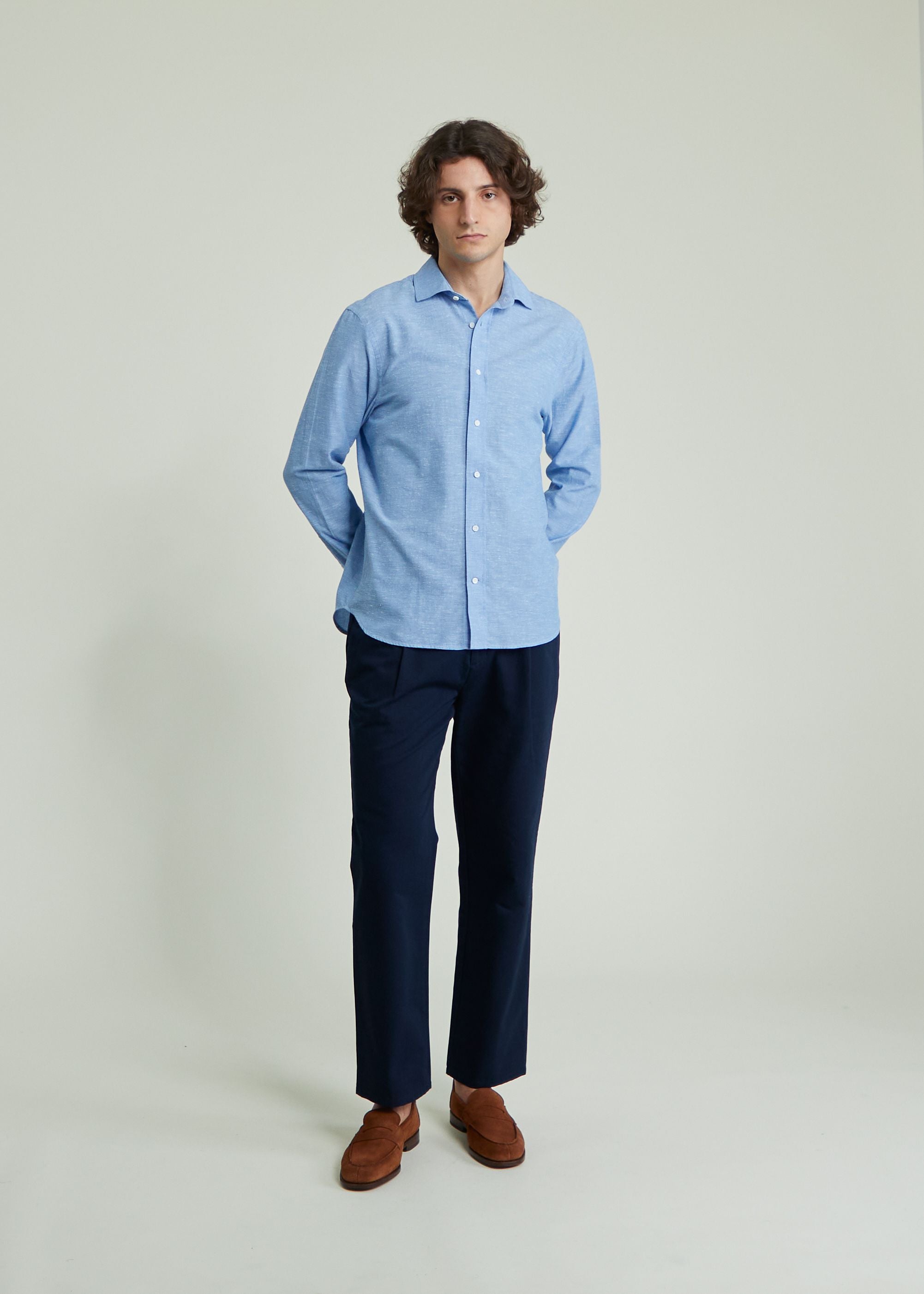 Shops chemise chambray bonnegueule