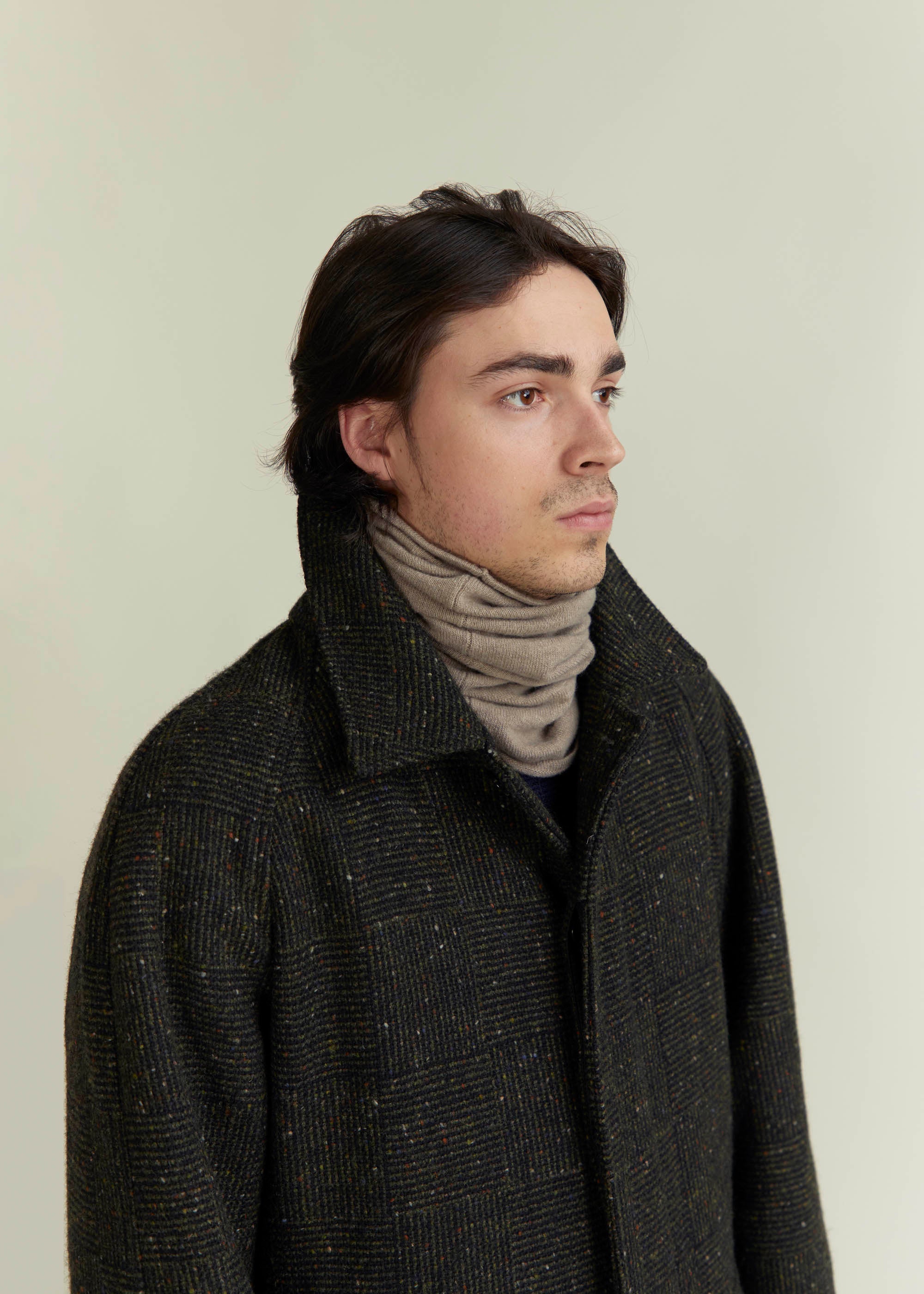 Snood Anselmo en laine et cachemire grège - 2