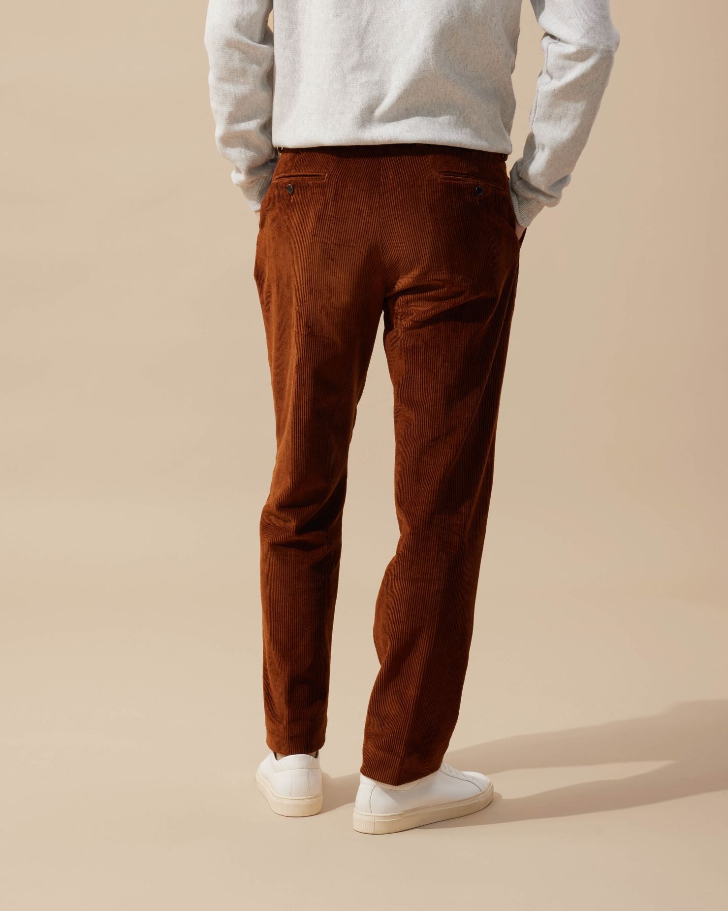 Pantalon droit Bolton en velours français terracotta - 3