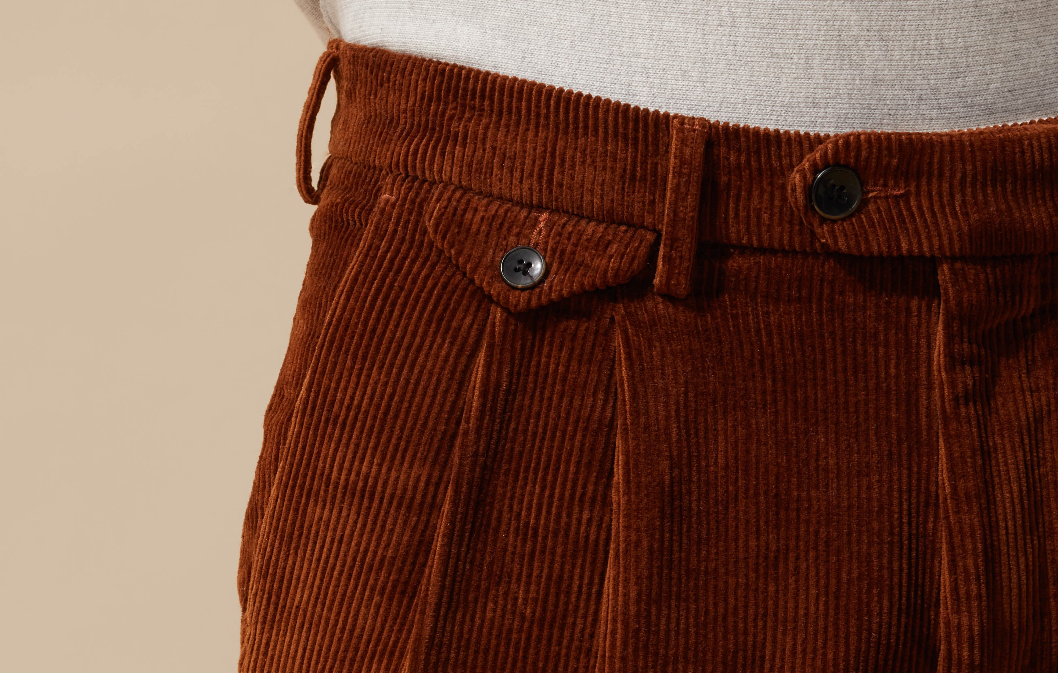 Pantalon droit Bolton en velours français terracotta - 4