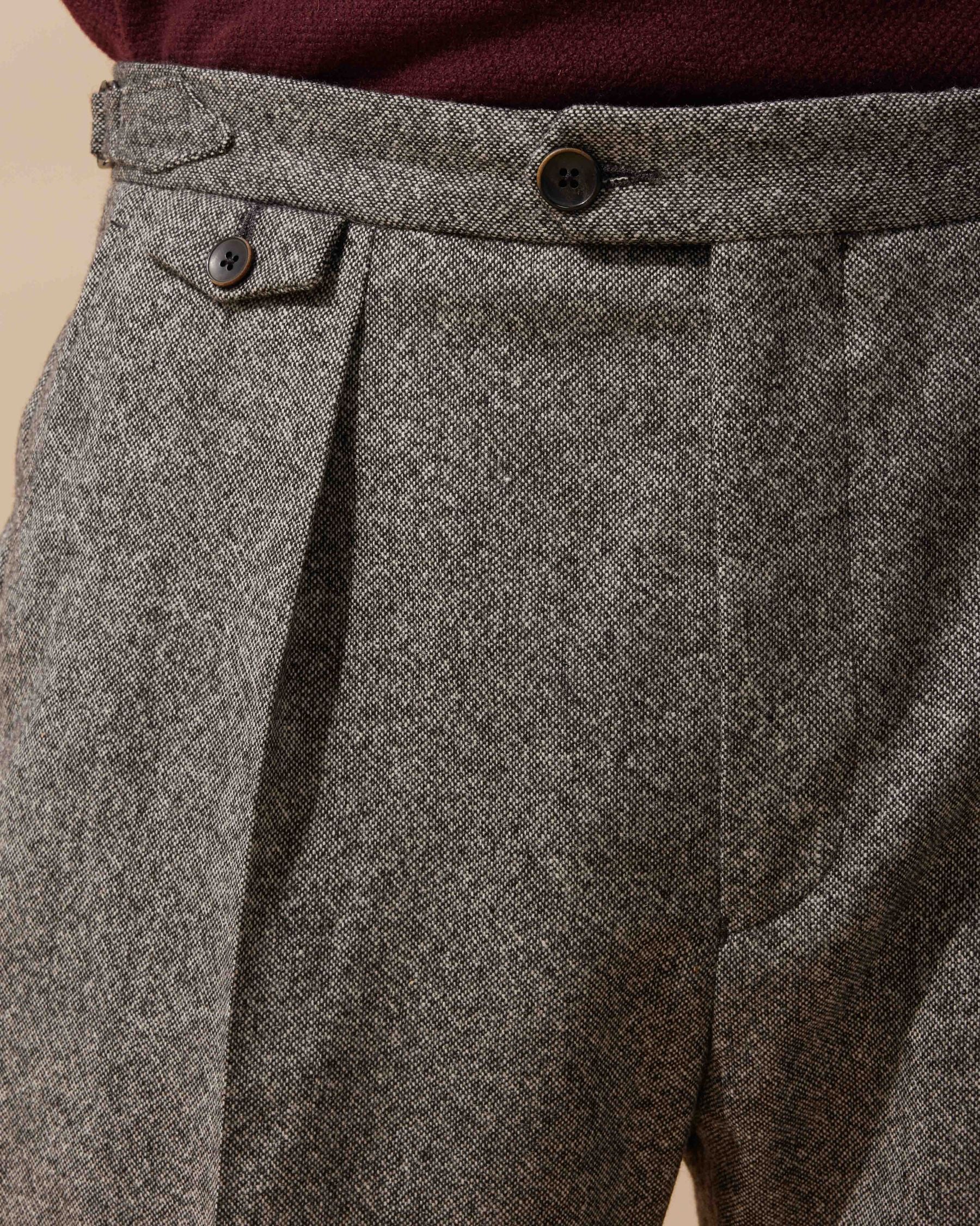 Pantalon Leeds à taille haute en tweed de laine gris - 4