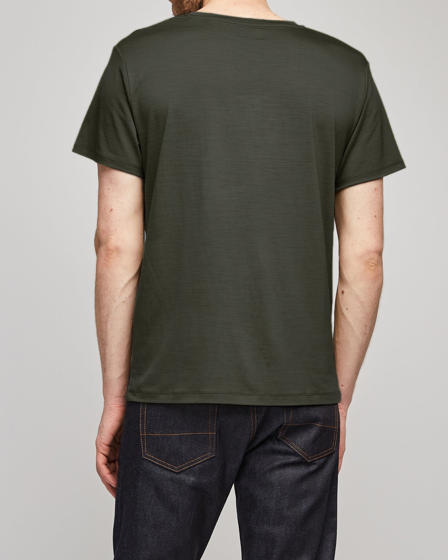 T-shirt Newtim en laine merinos luxueuse vert - 3