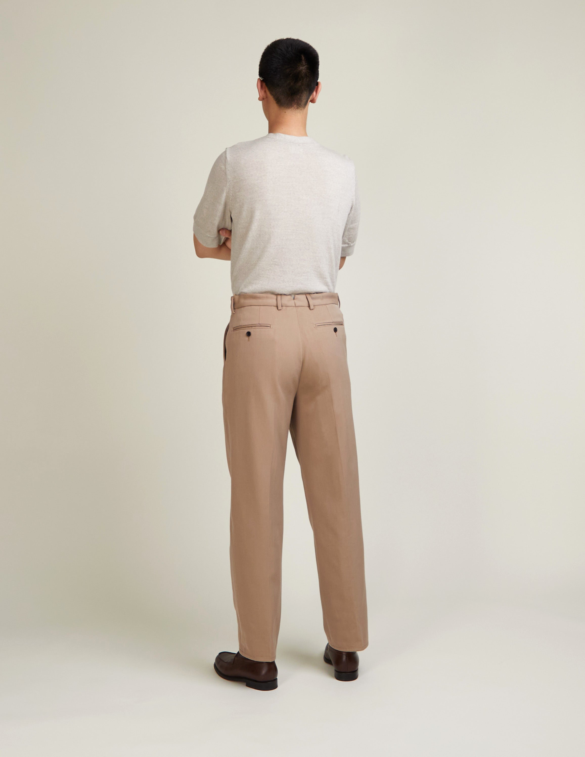 Pantalon Paris en laine et coton beige - 3