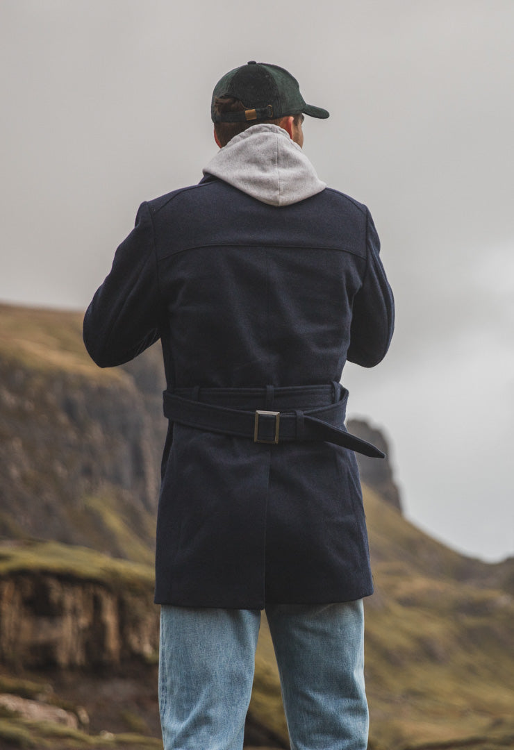 Manteau croisé Gall navy en laine cardée - 3