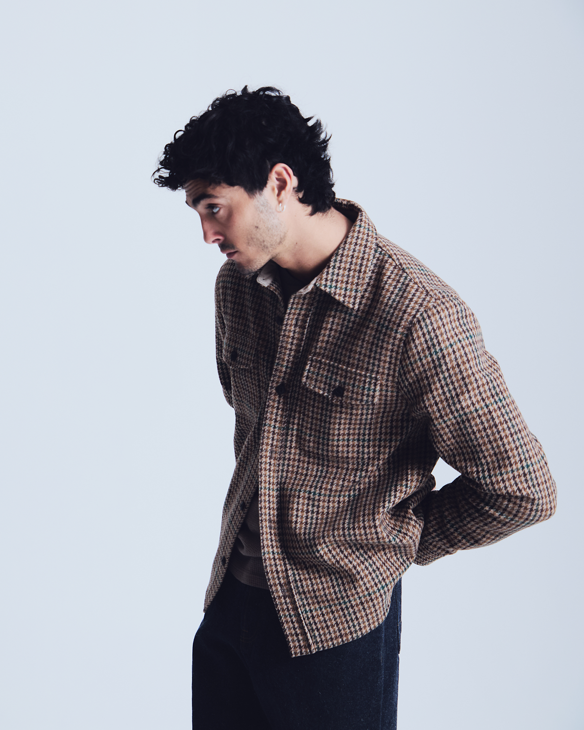 Milo overshirt in brown houndstooth