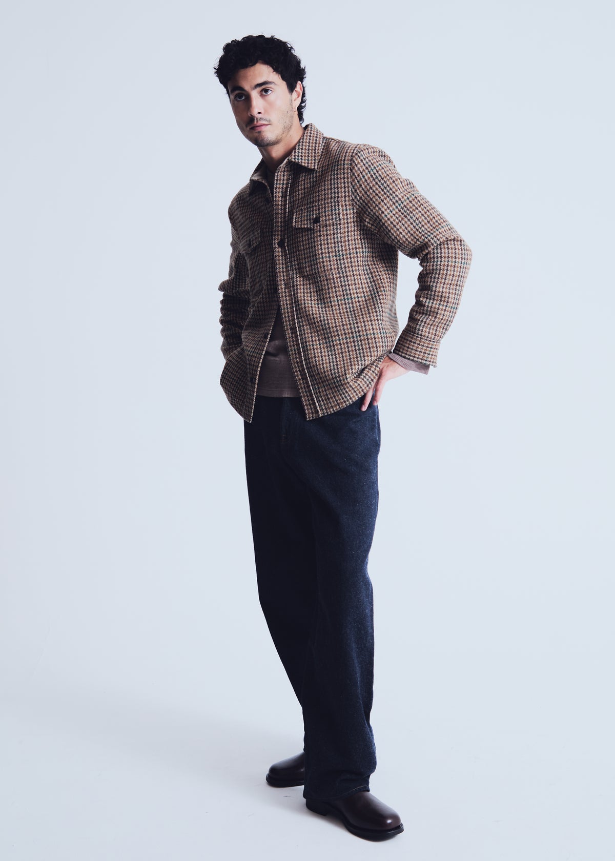 Milo overshirt in brown houndstooth