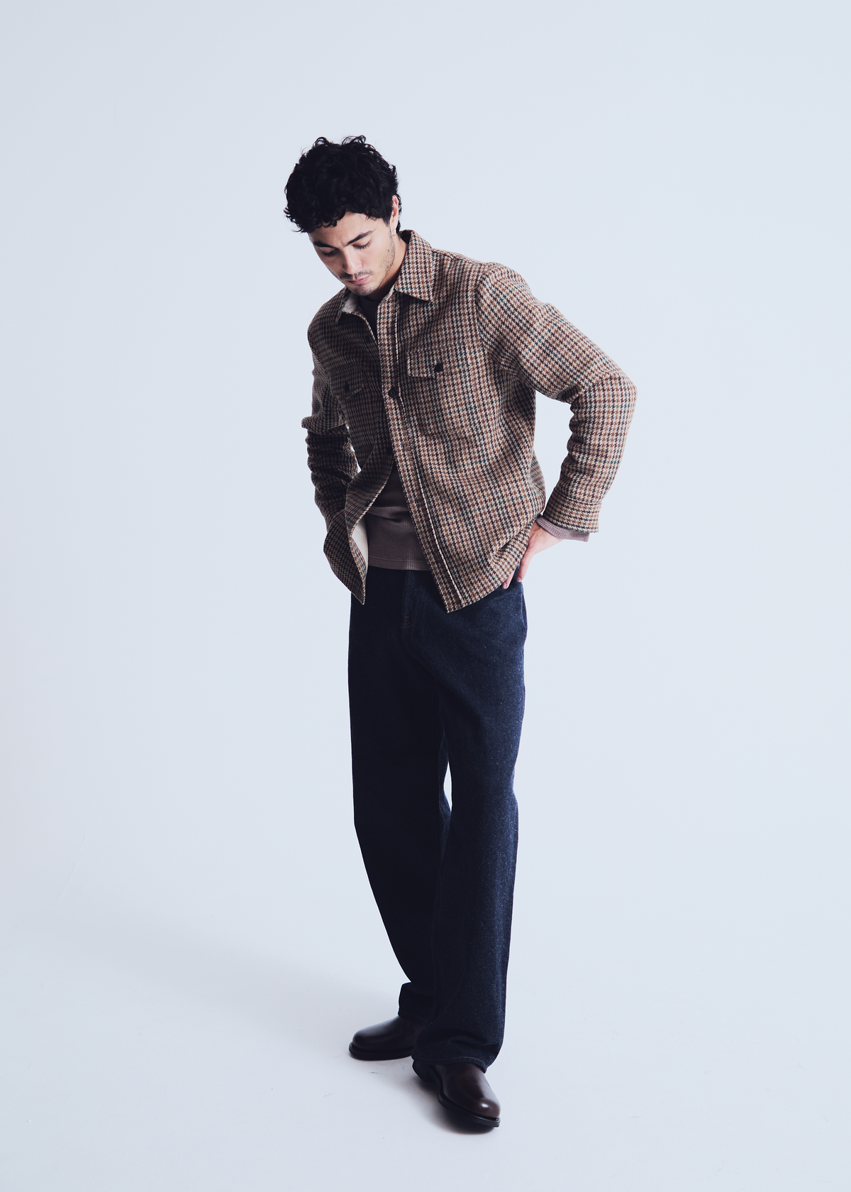 Milo overshirt in brown houndstooth