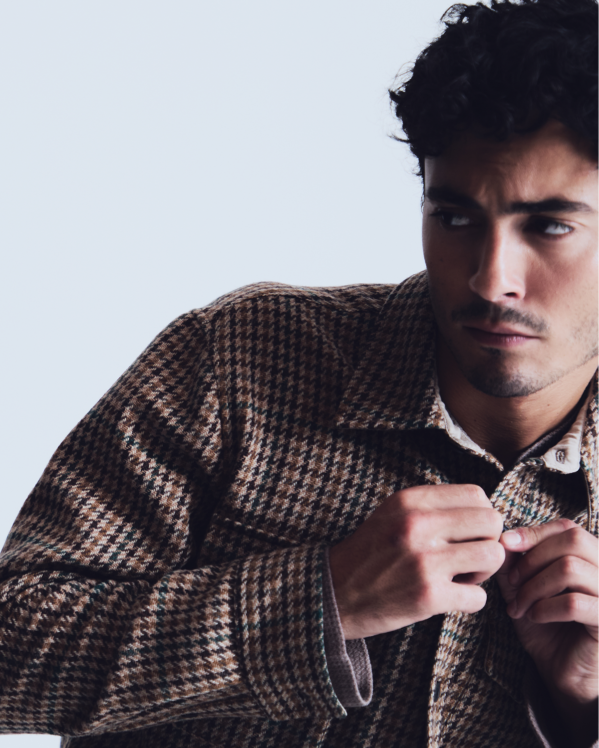 Milo overshirt in brown houndstooth