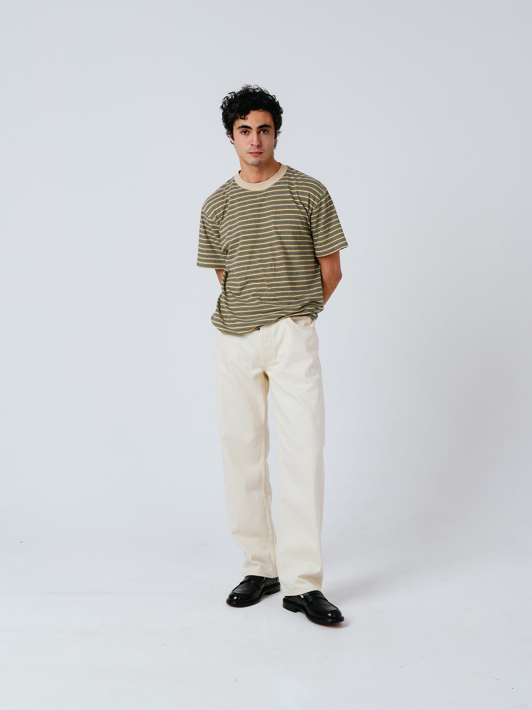 Oregon t-shirt in striped khaki