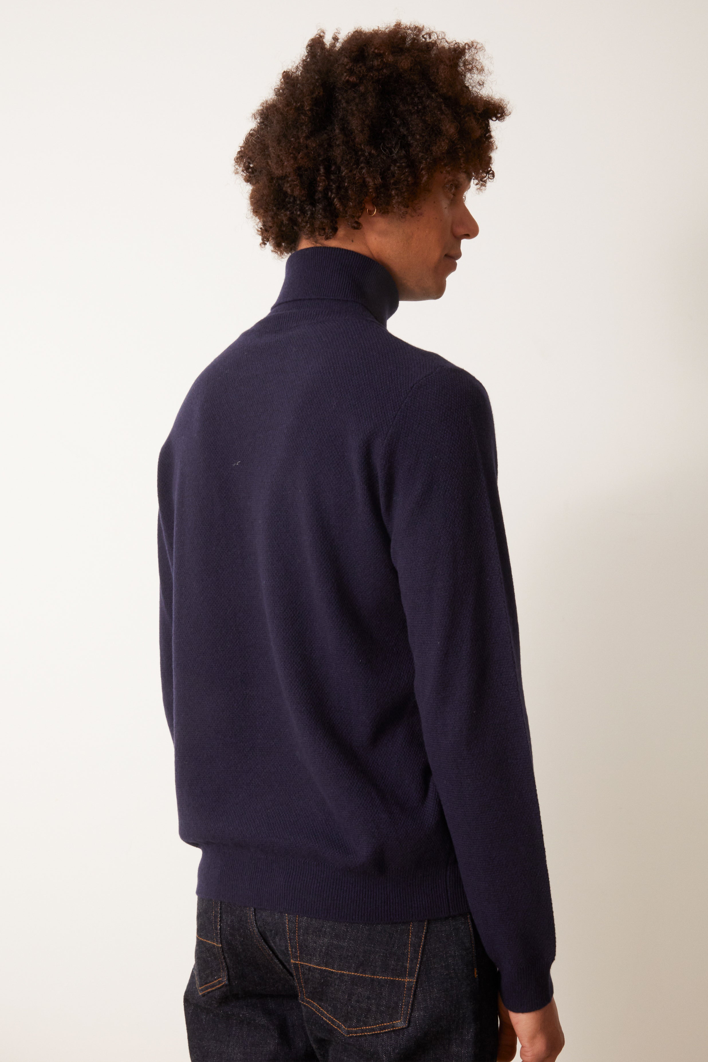 Pull col roule Pietro marine en laine et cachemire Bonnegueule