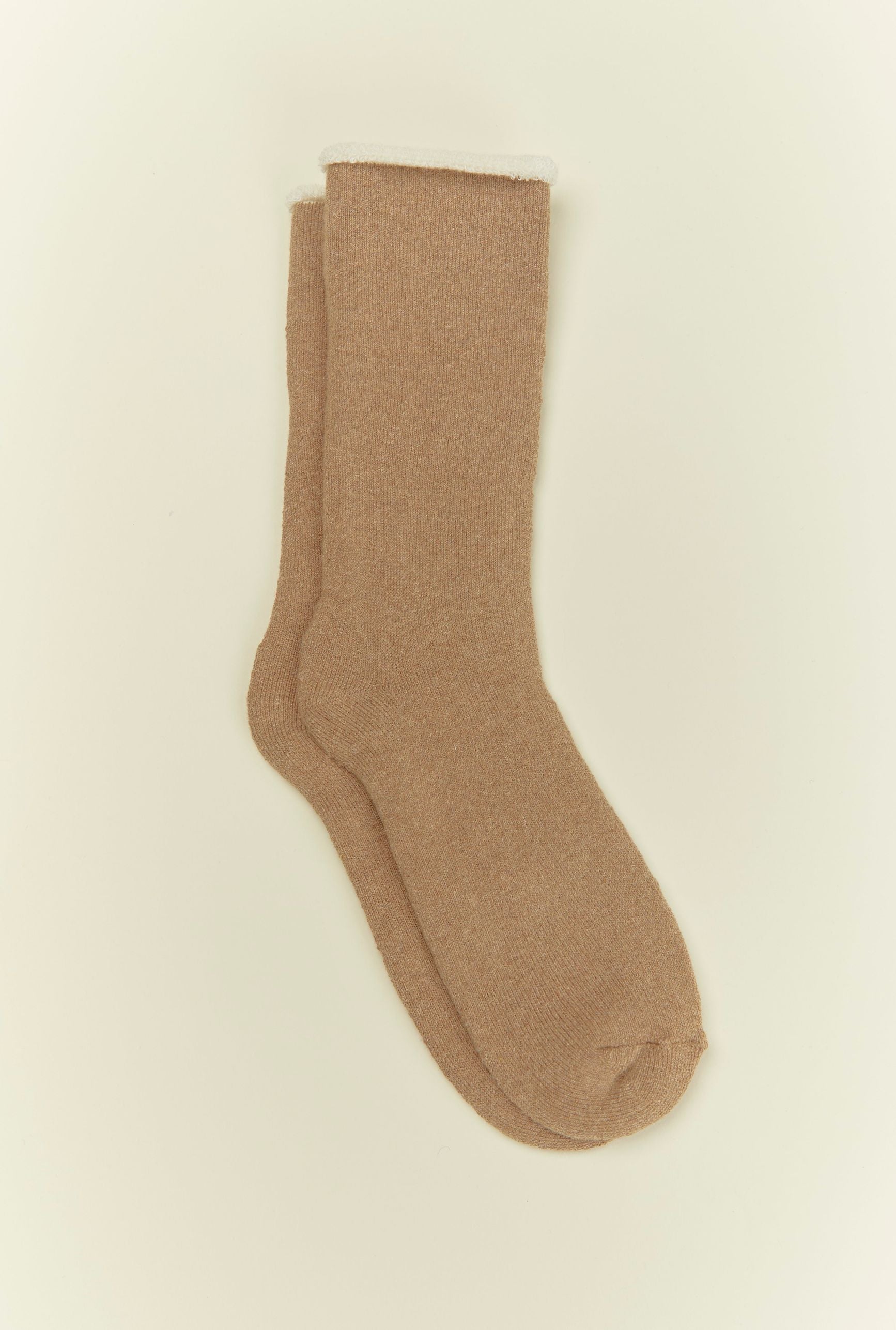 Chaussettes Serta en tricot éponge camel - 1