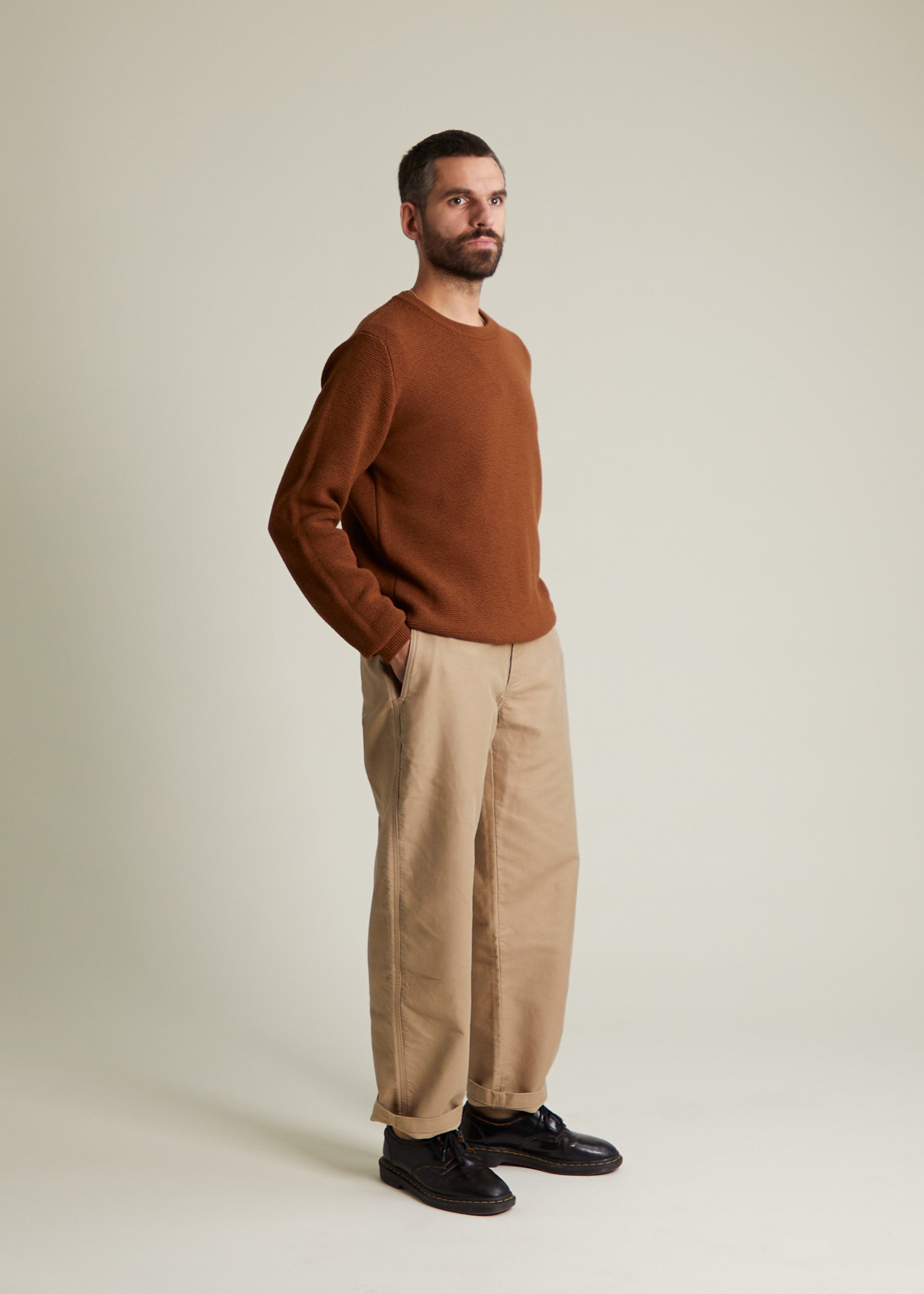 Pull Trevise cognac en laine merinos extrafine - 4