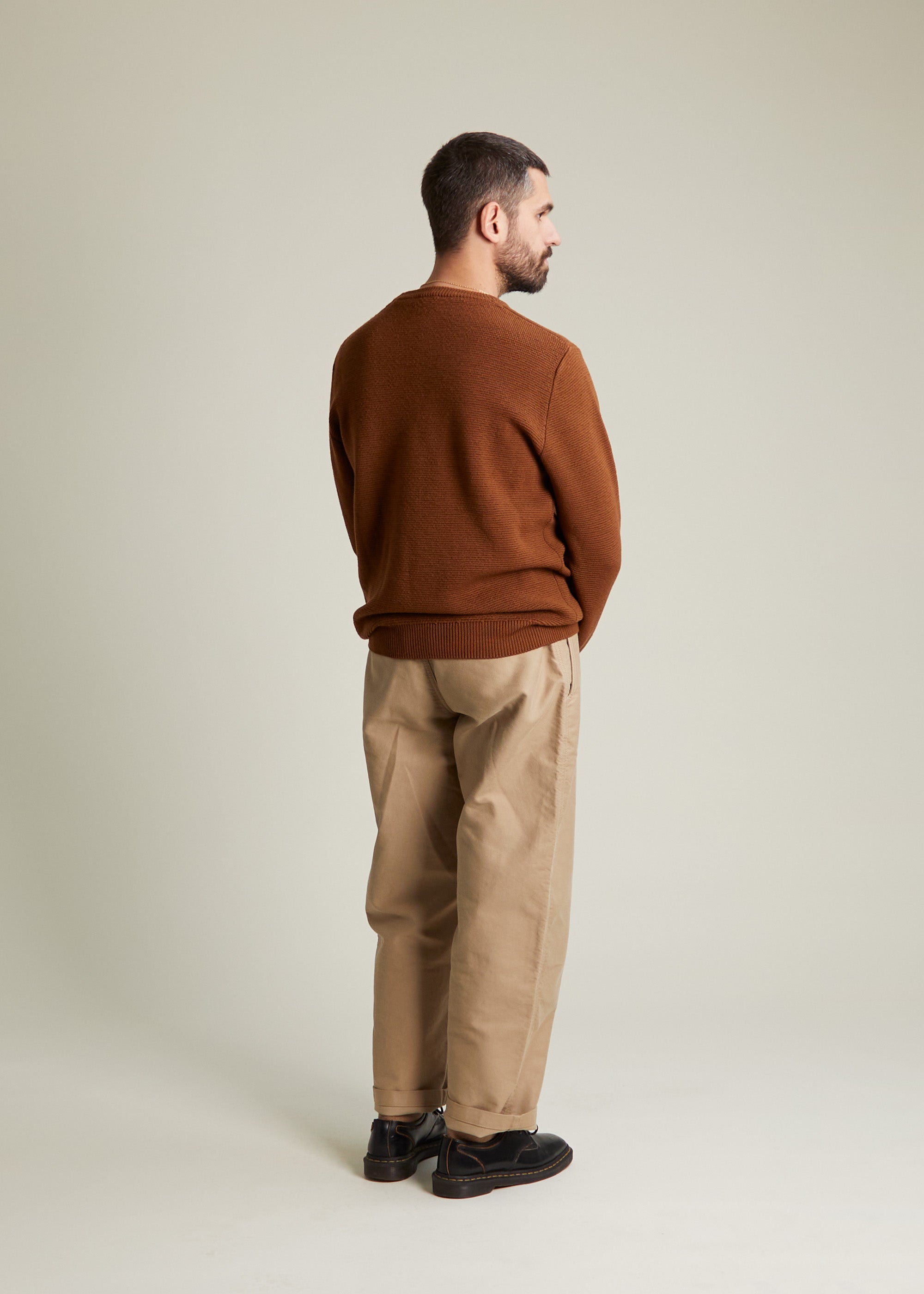 Pull Trevise cognac en laine merinos extrafine - 3