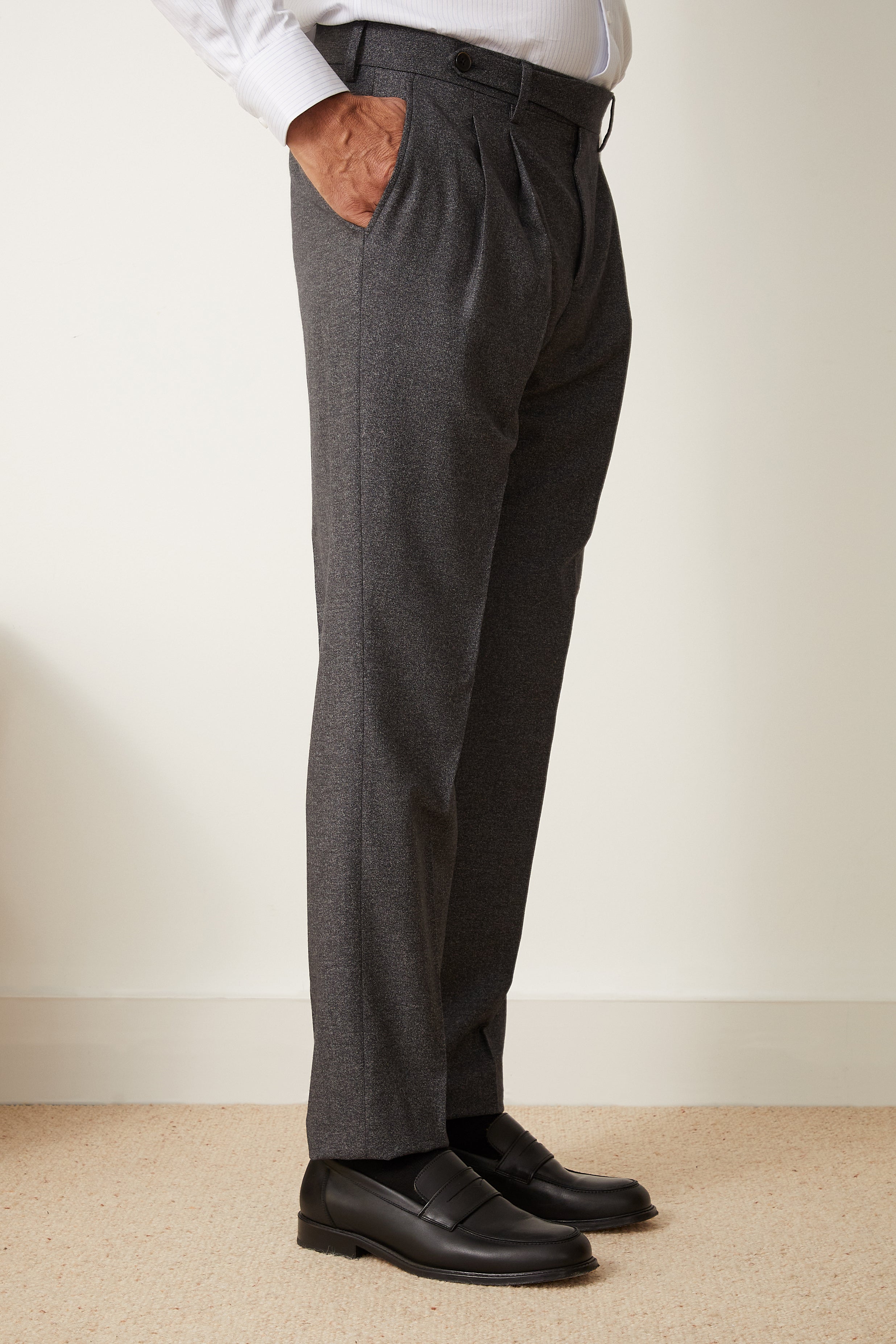 Toso Anthracite Grey Pleated Dress Pants