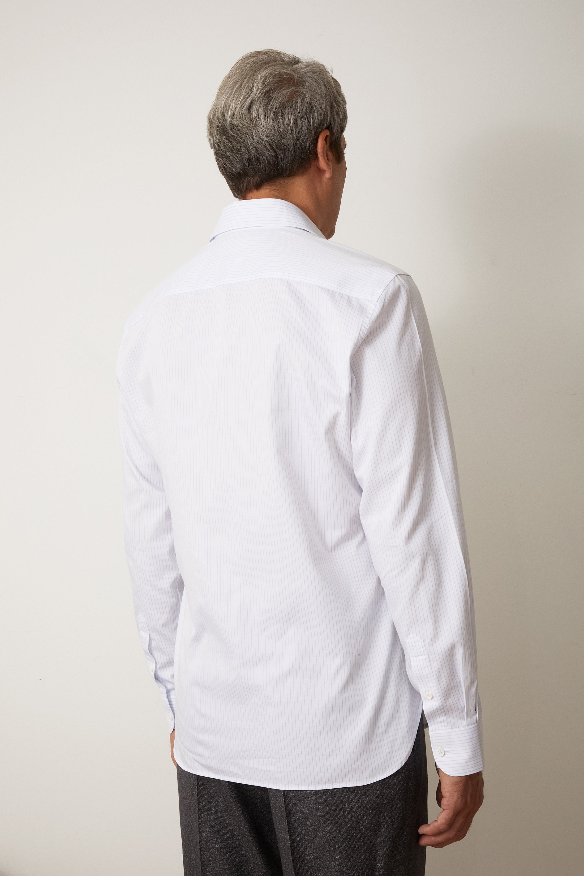 Volpaia White and Blue Striped Oxford Shirt