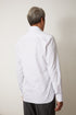White with fine blue stripes