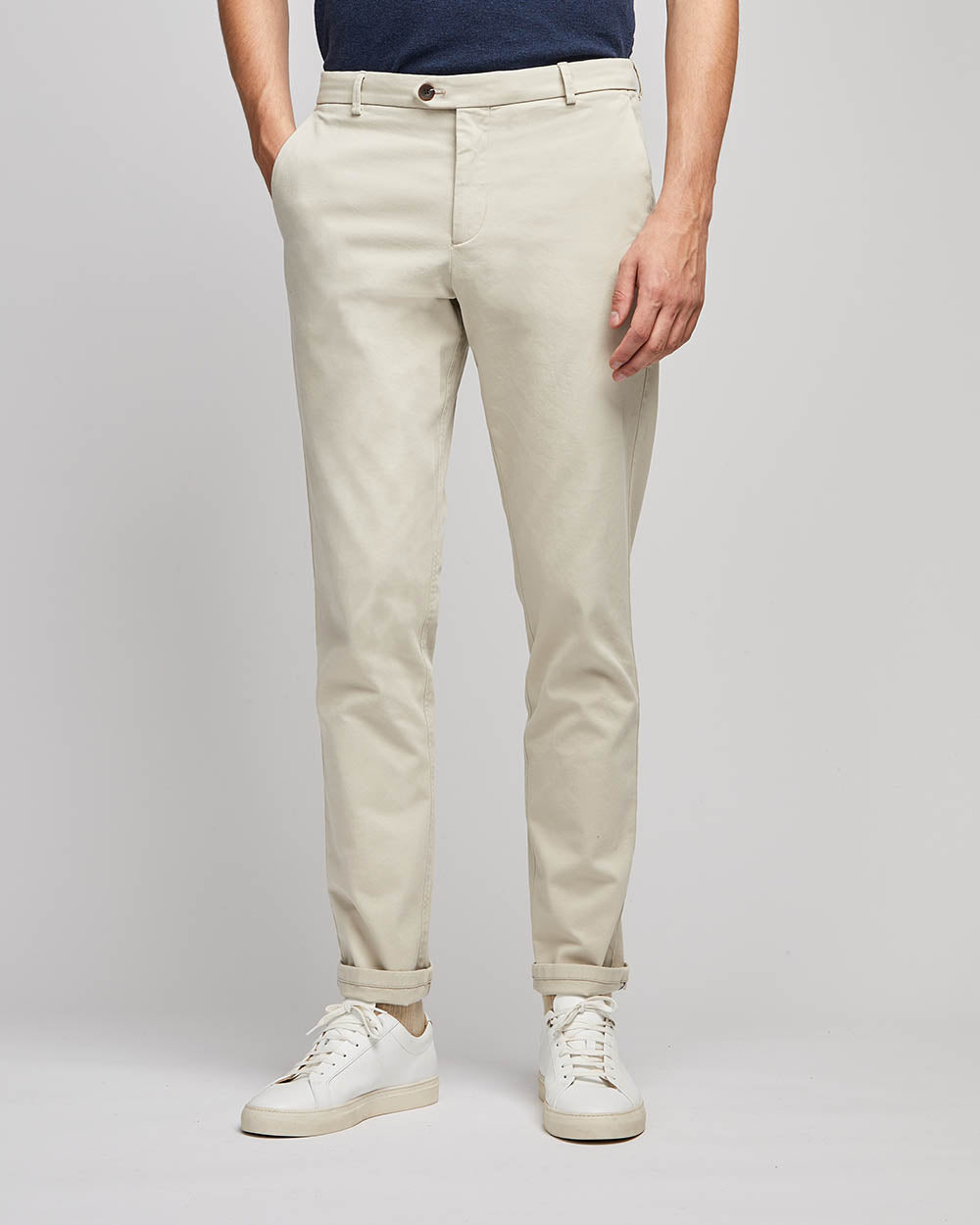 Chino Axel en sergé italien de coton ecru - 1