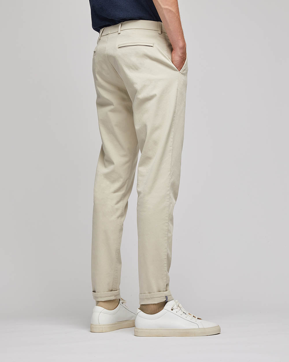 Chino Axel en sergé italien de coton ecru - 3