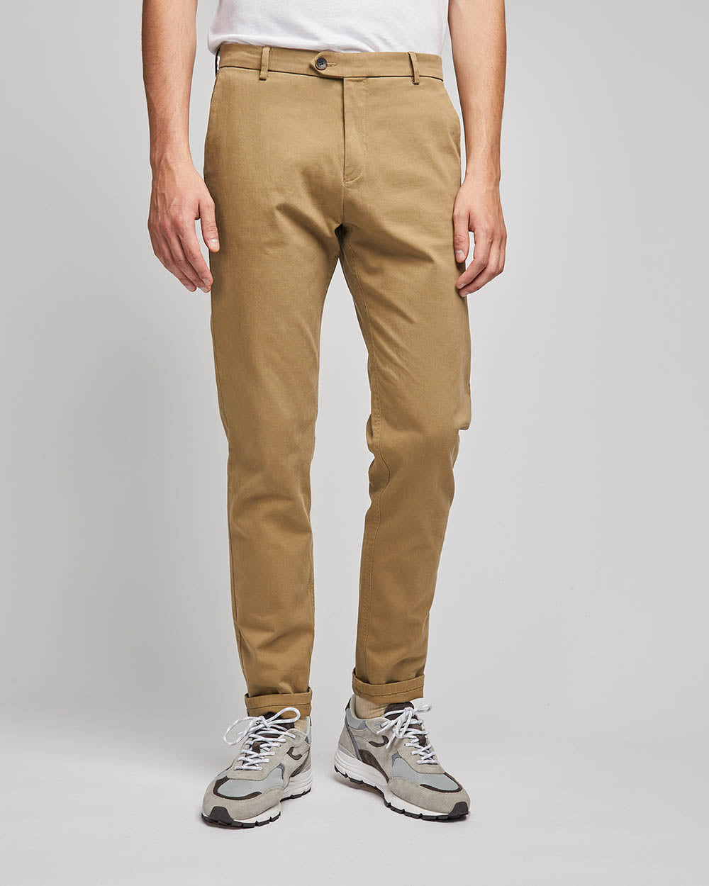 Chino Axel en sergé italien de coton beige - 1