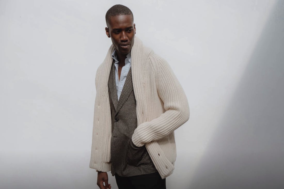gilet cardigan col chale homme